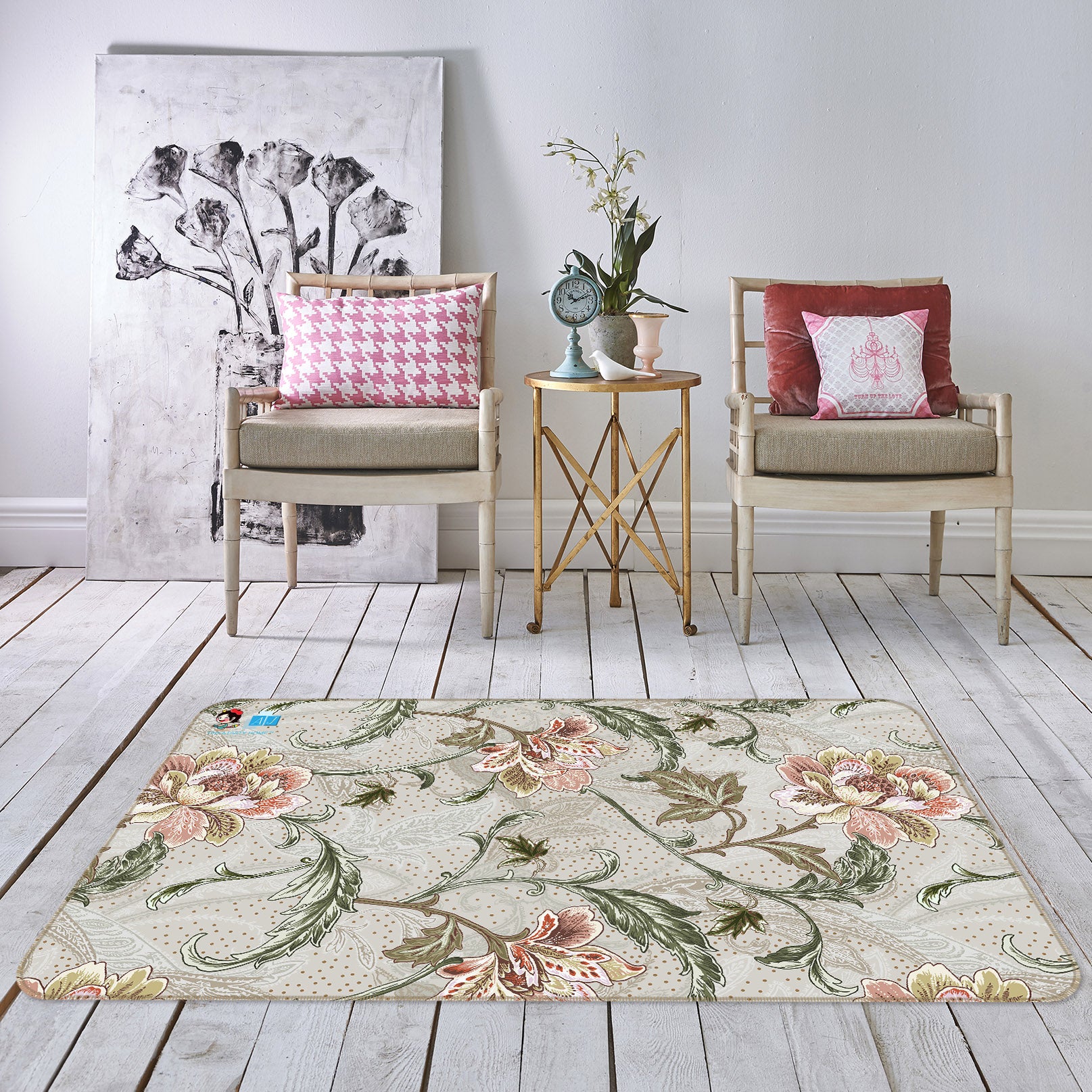 3D Flower Vine 3064 Rug Non Slip Rug Mat
