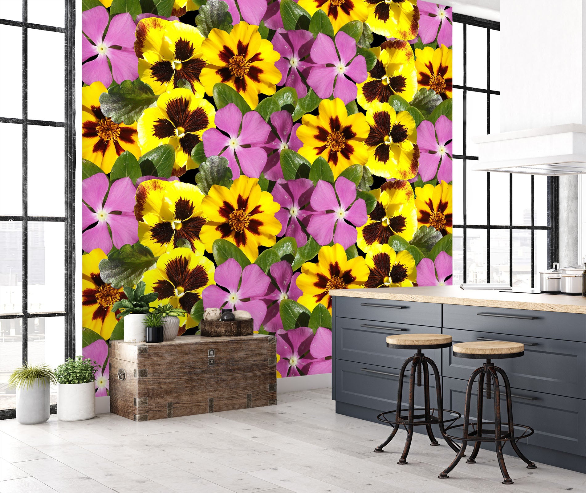 3D Yellow Flower 2062 Wall Mural Wall Murals