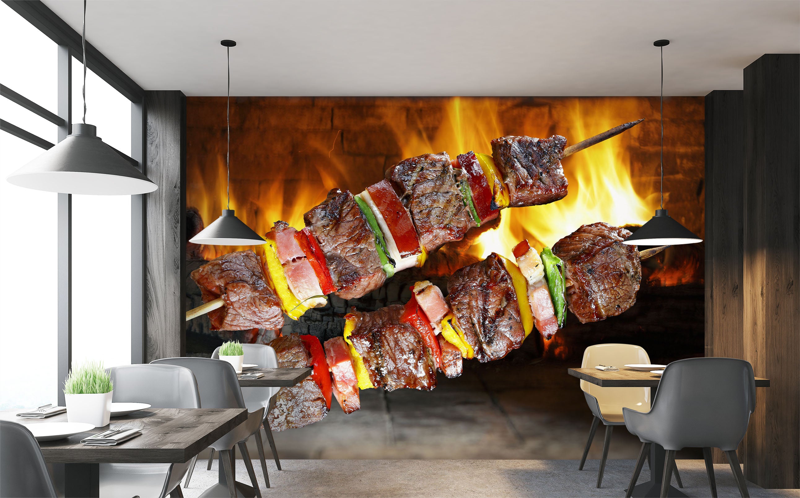 3D Grill Kebab Shop BBQ 301 Wall Mural Wall Murals Commercial