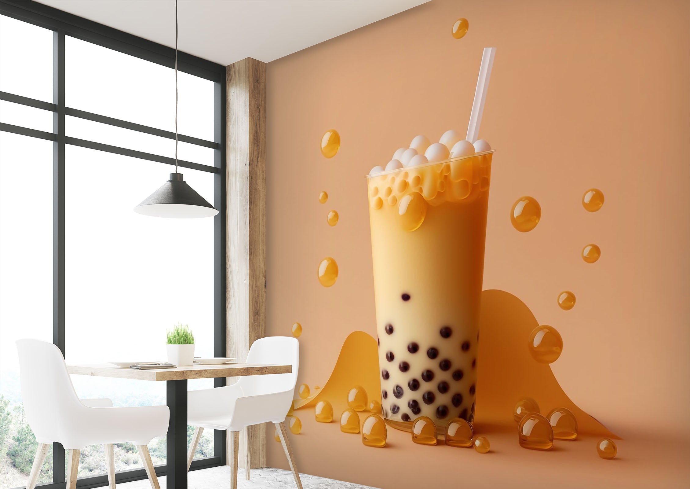 3D Pearl Tea 2103 Fruit Bubble Tea Milk Tea Shop Wall Murals
