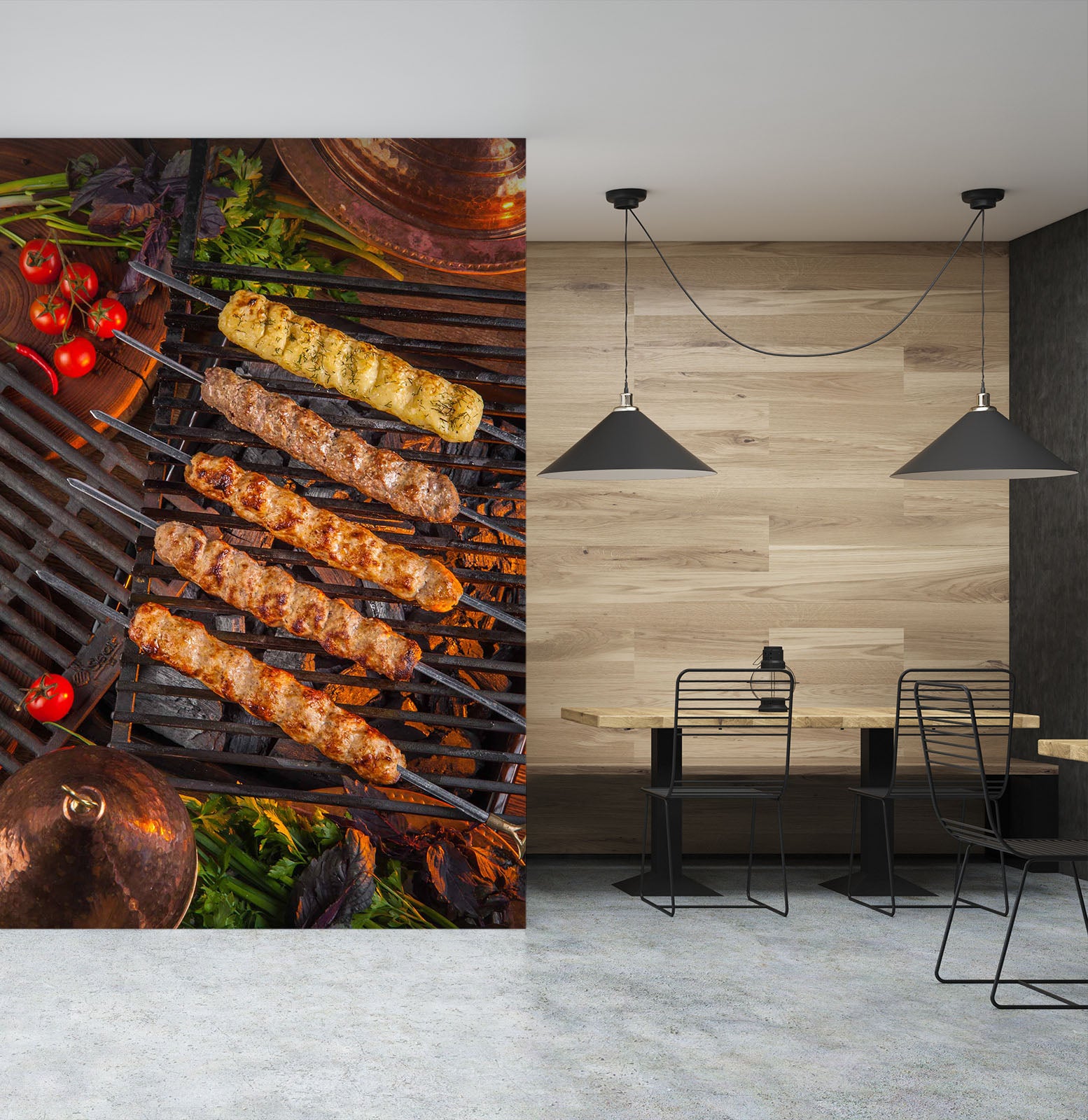 3D Grill Kebab Shop BBQ 363 Wall Mural Wall Murals Commercial