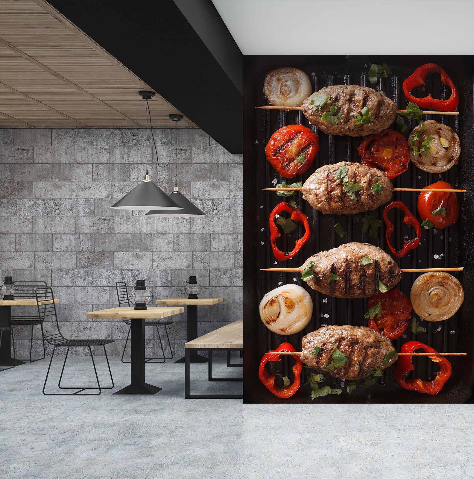 3D Grill Kebab Shop BBQ 361 Wall Mural Wall Murals Commercial