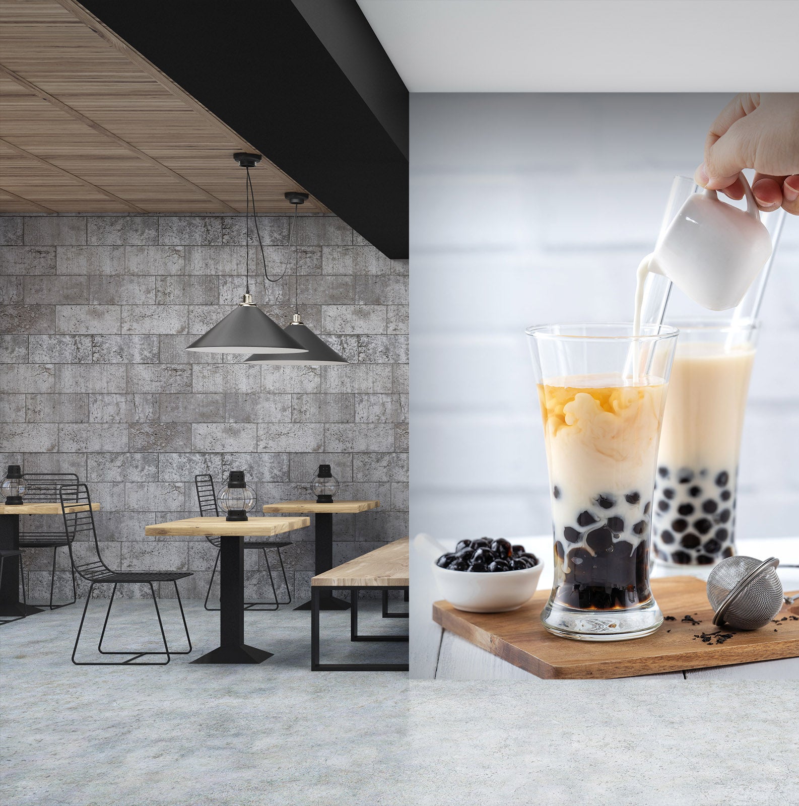 3D Pearl Tea 2102 Fruit Bubble Tea Milk Tea Shop Wall Murals