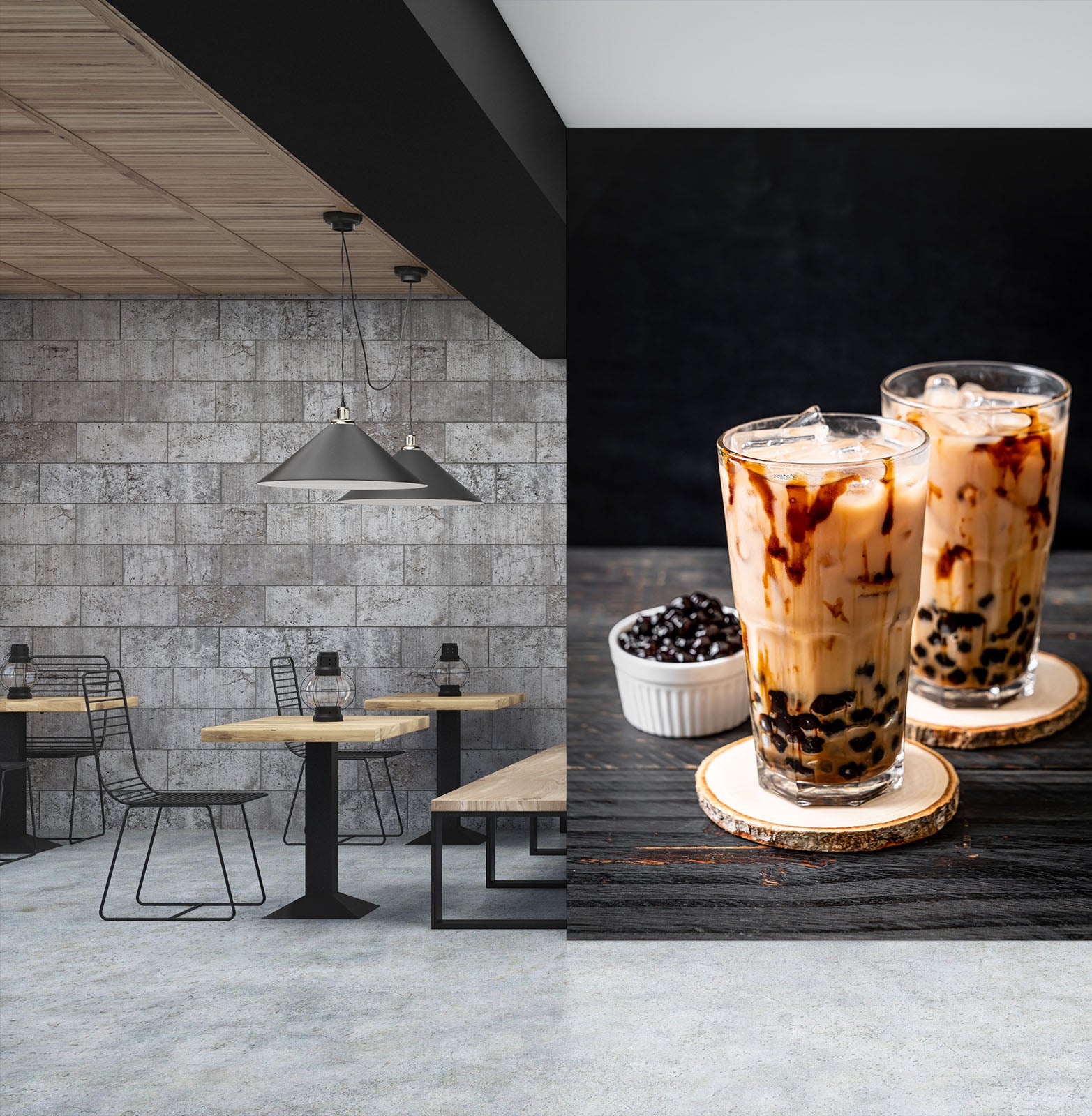 3D Pearl Tea 2108 Fruit Bubble Tea Milk Tea Shop Wall Murals