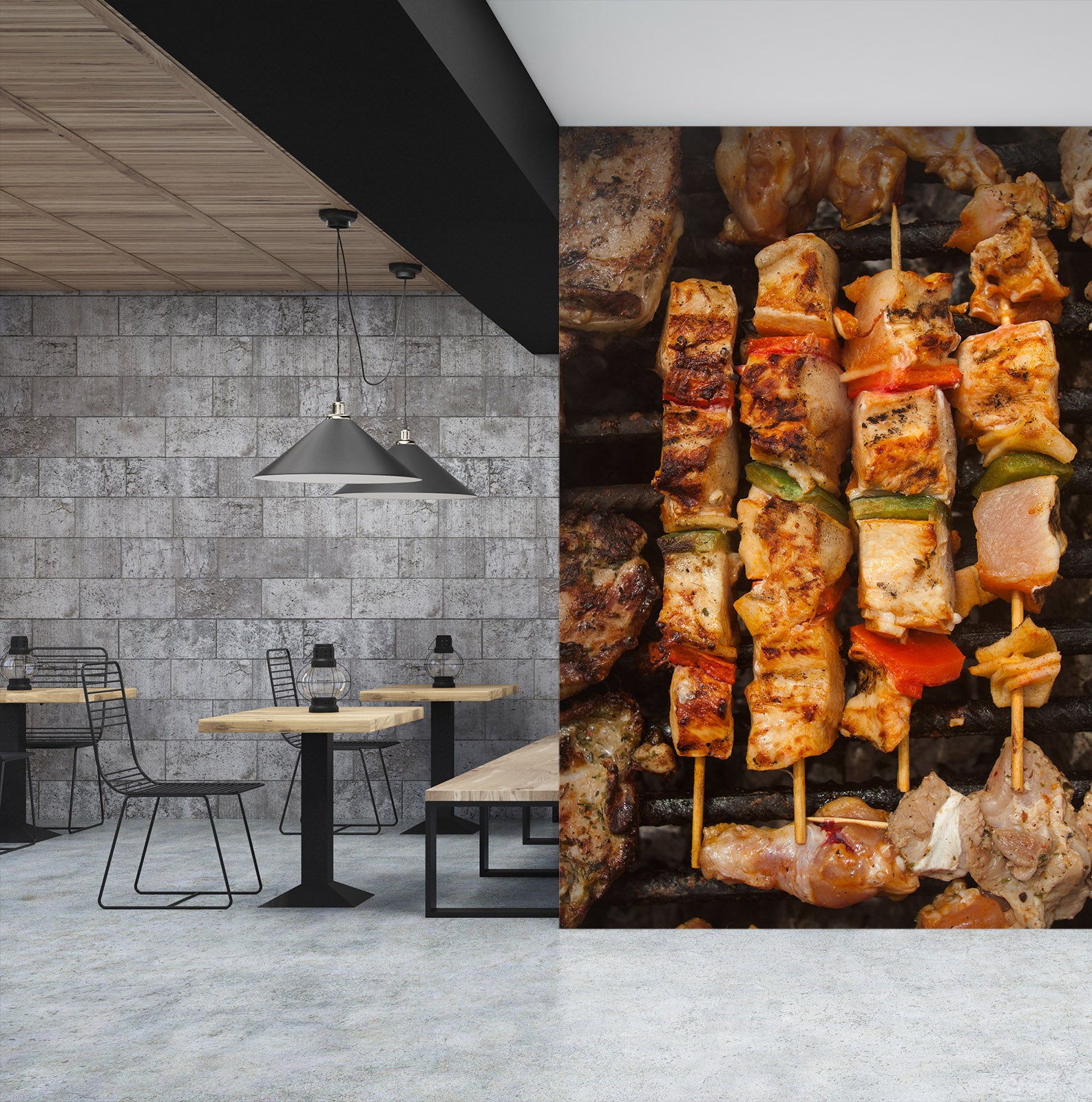 3D Grill Kebab Shop BBQ 255 Wall Mural Wall Murals Commercial