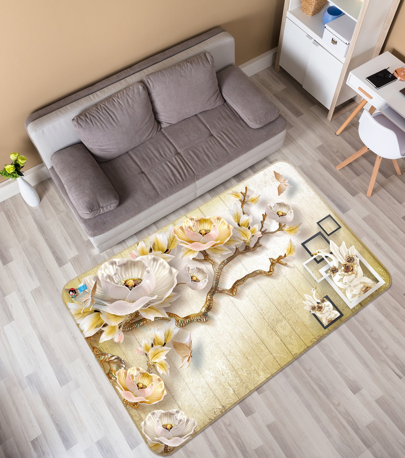 3D Flower Branch 3061 Rug Non Slip Rug Mat