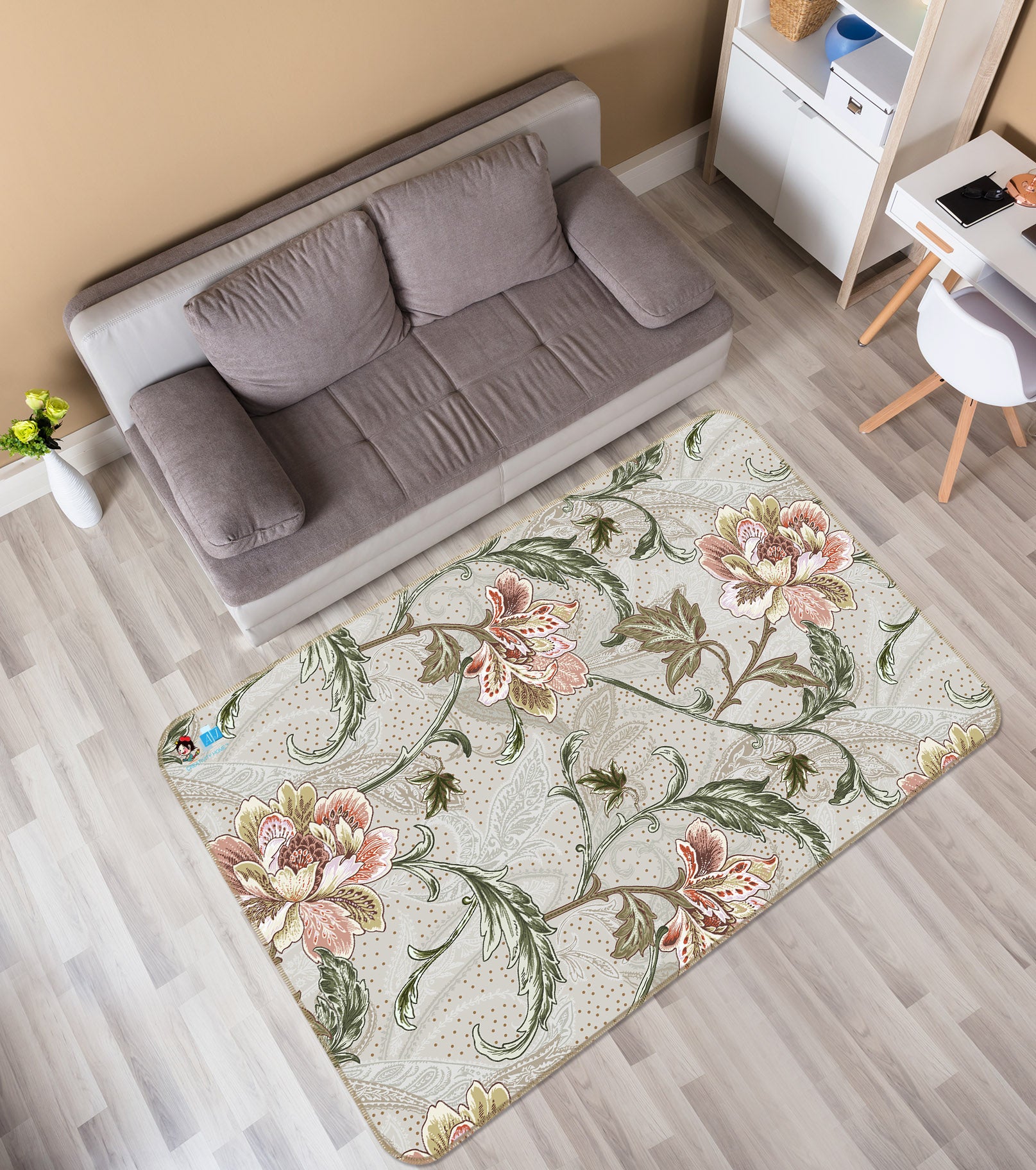 3D Flower Vine 3064 Rug Non Slip Rug Mat