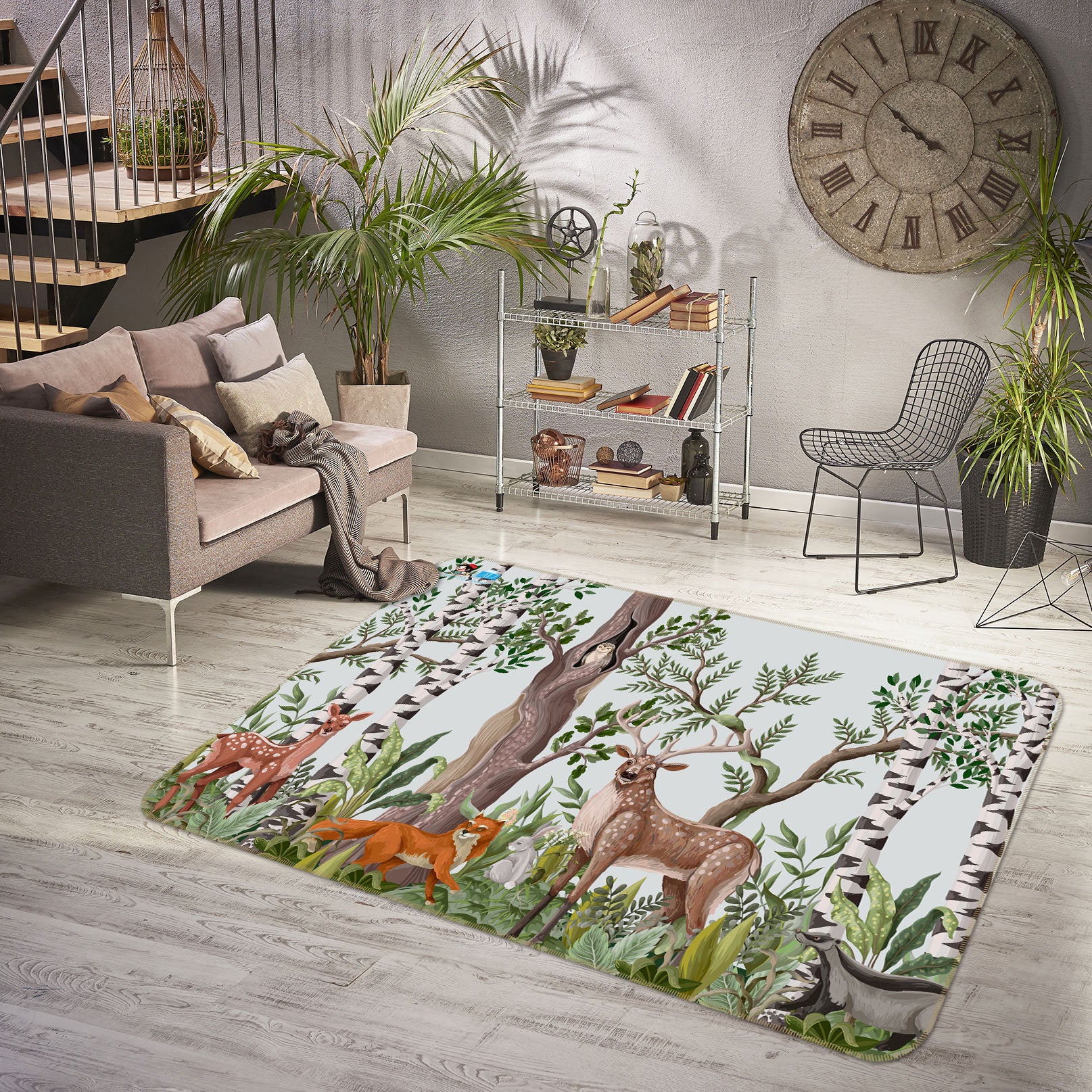 3D Fawn Fox 3075 Rug Non Slip Rug Mat