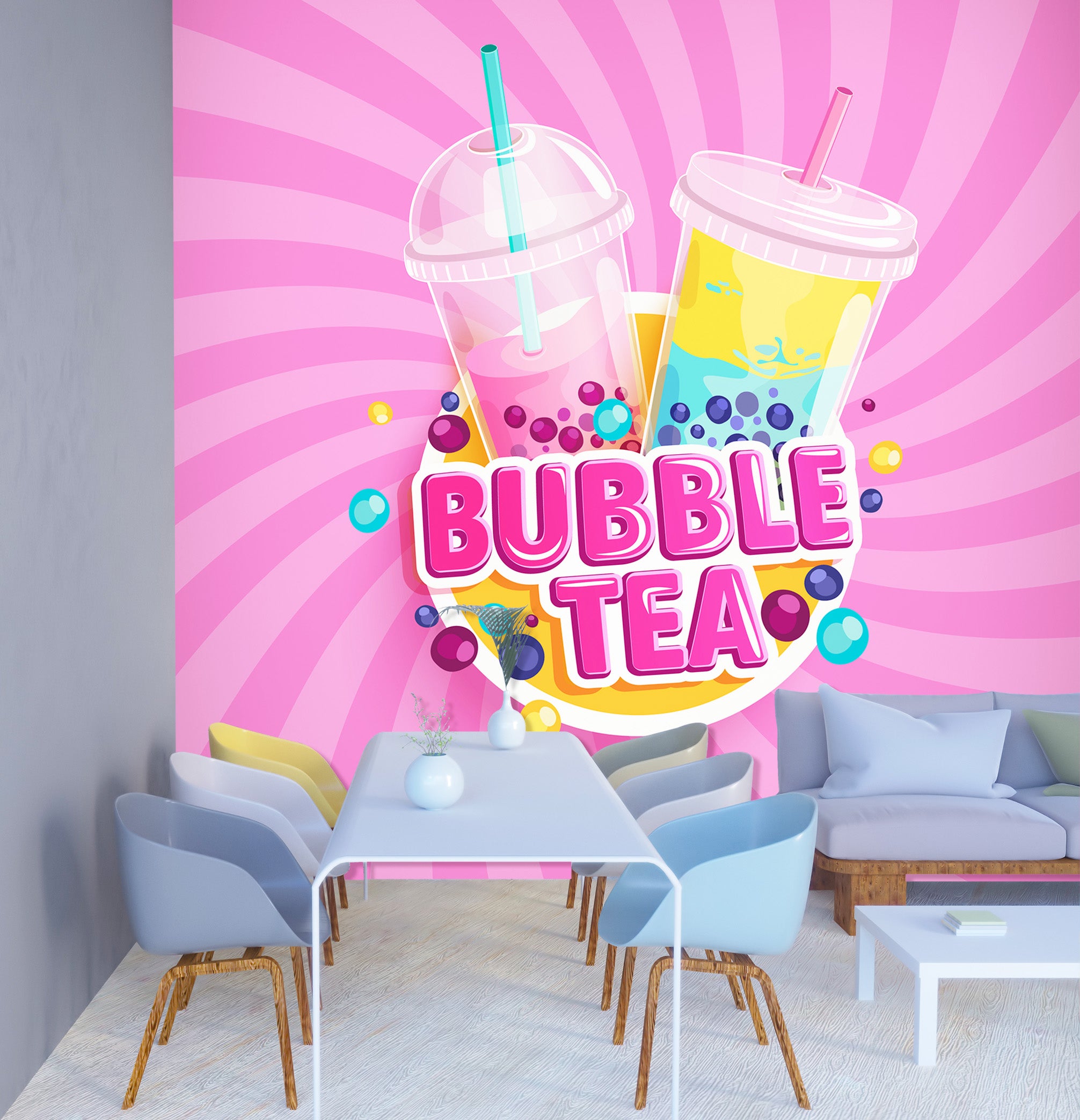 3D Pearl Tea 2070 Fruit Bubble Tea Milk Tea Shop Wall Murals