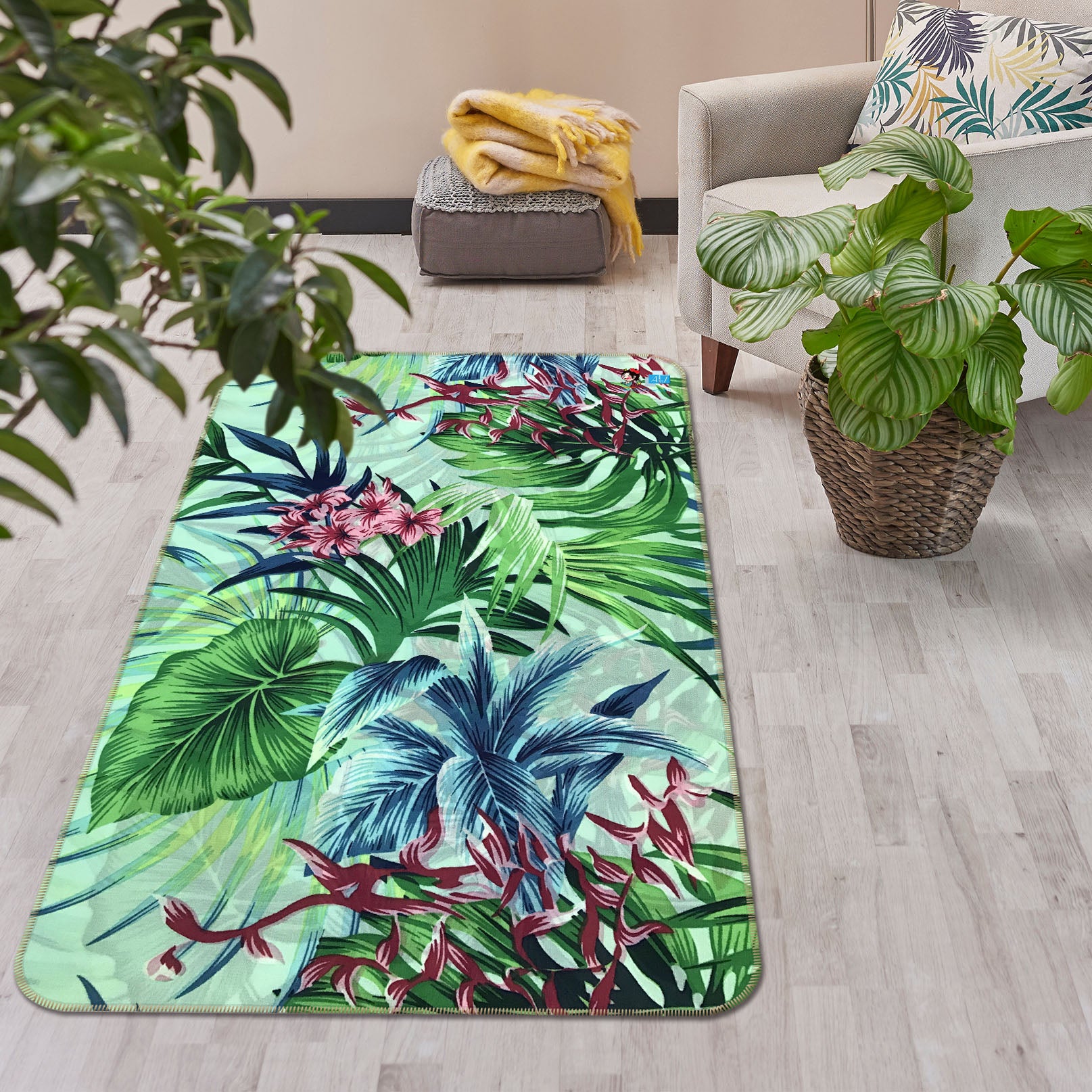 3D Green Leaves 3082 Rug Non Slip Rug Mat