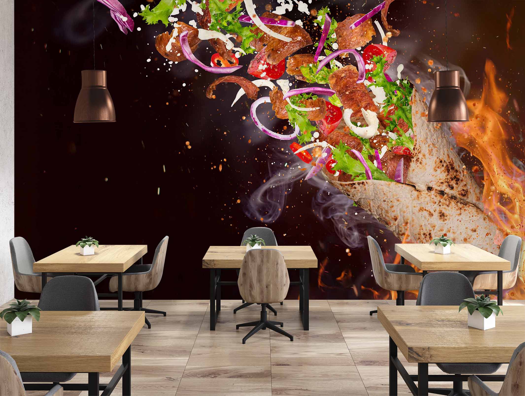 3D Grill Kebab Shop BBQ 314 Wall Mural Wall Murals Commercial