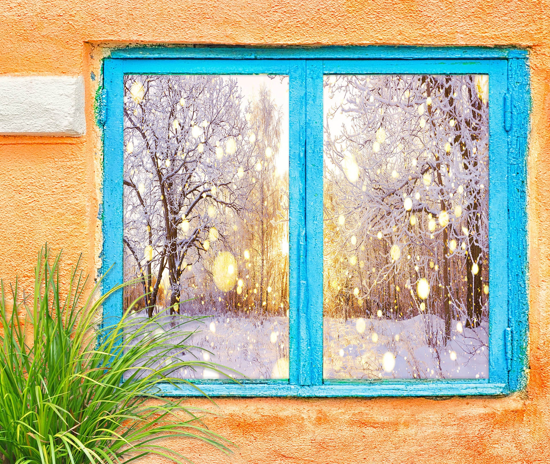 3D Snow Tree 1033 Christmas Window Film Print Sticker Cling Stained Glass Xmas