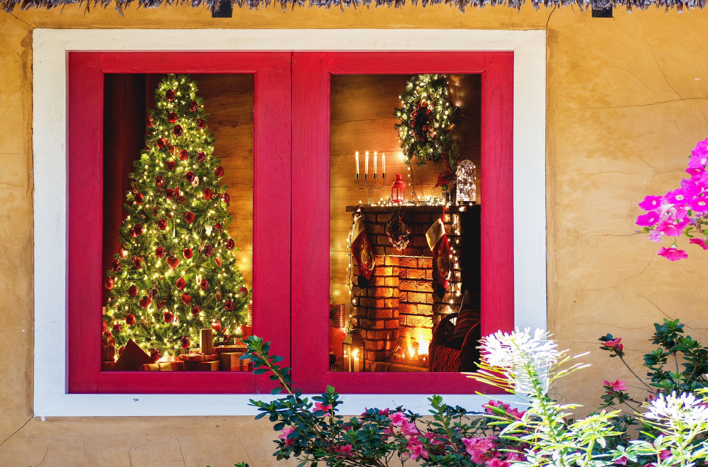 3D Gift Tree 1036 Christmas Window Film Print Sticker Cling Stained Glass Xmas