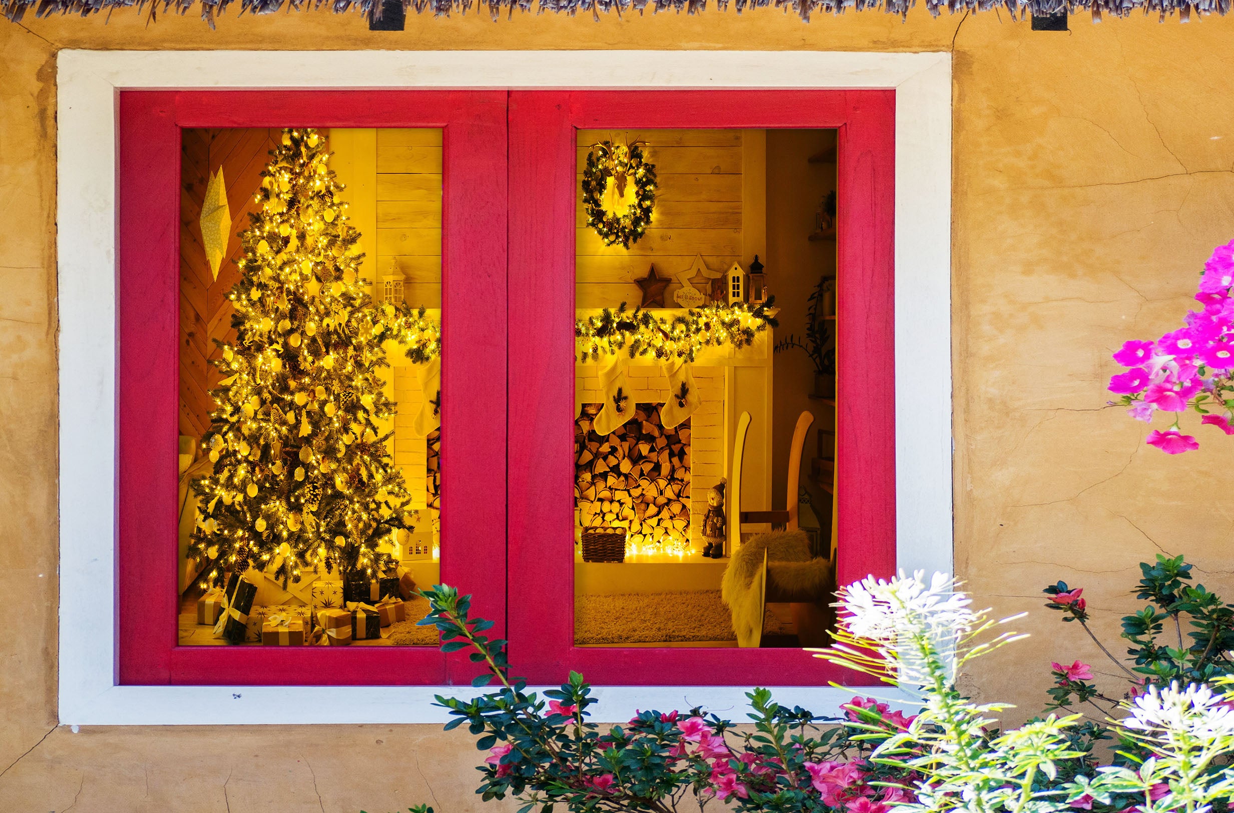 3D Yellow Tree 1037 Christmas Window Film Print Sticker Cling Stained Glass Xmas