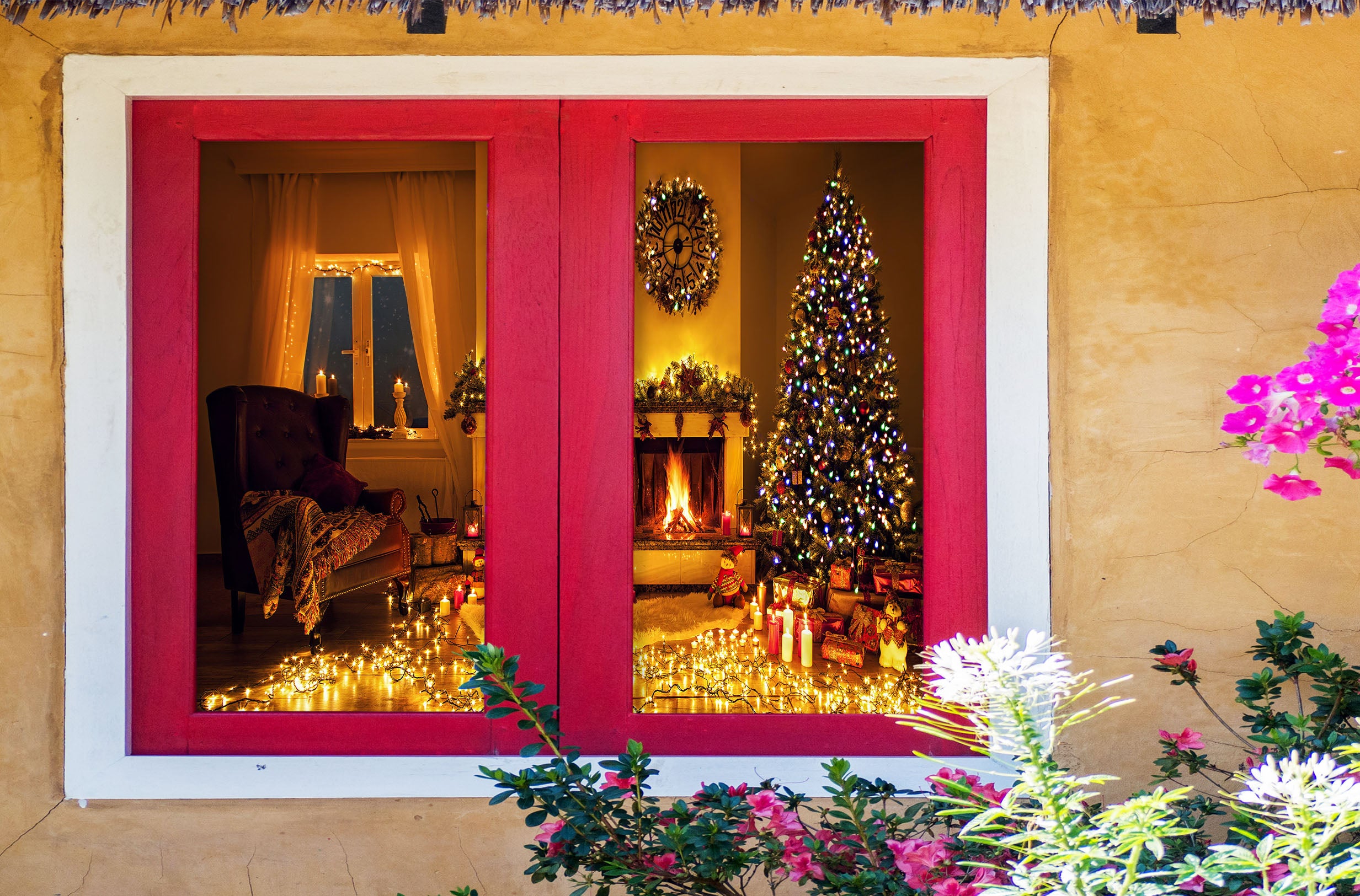 3D Gift Tree 1016 Christmas Window Film Print Sticker Cling Stained Glass Xmas