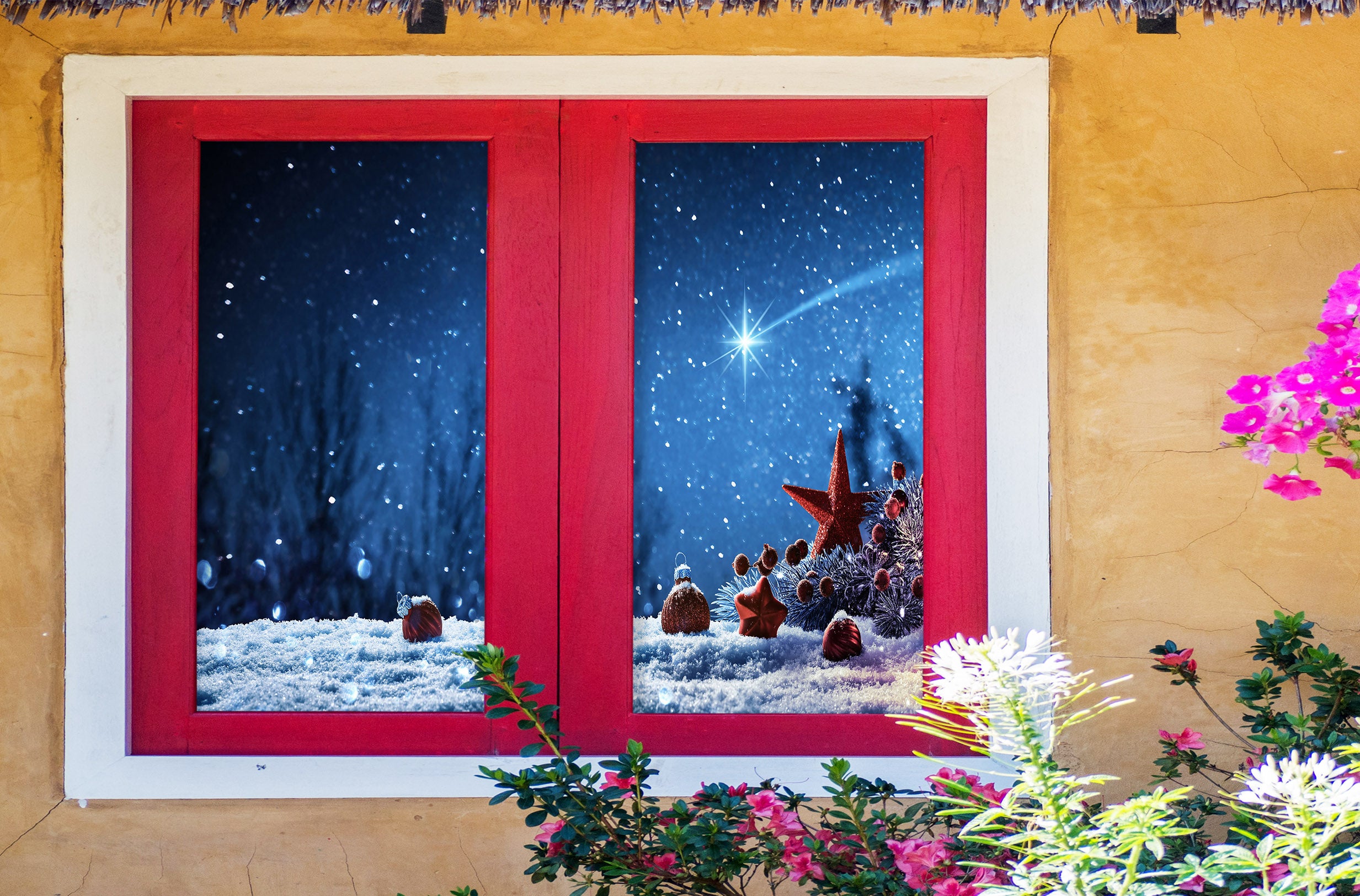 3D Shooting Stars 1044 Christmas Window Film Print Sticker Cling Stained Glass Xmas