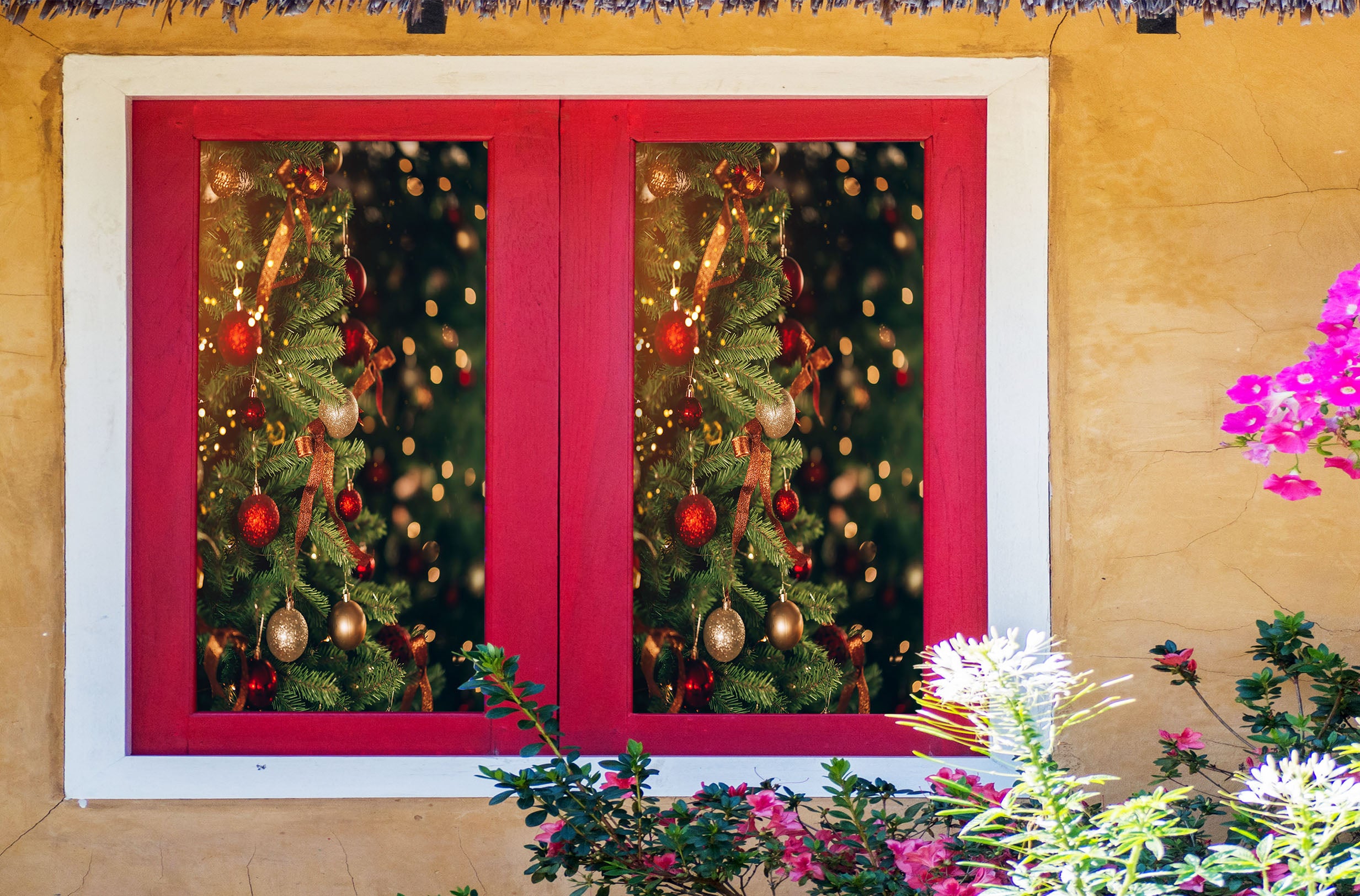 3D Red Ball 1041 Christmas Window Film Print Sticker Cling Stained Glass Xmas