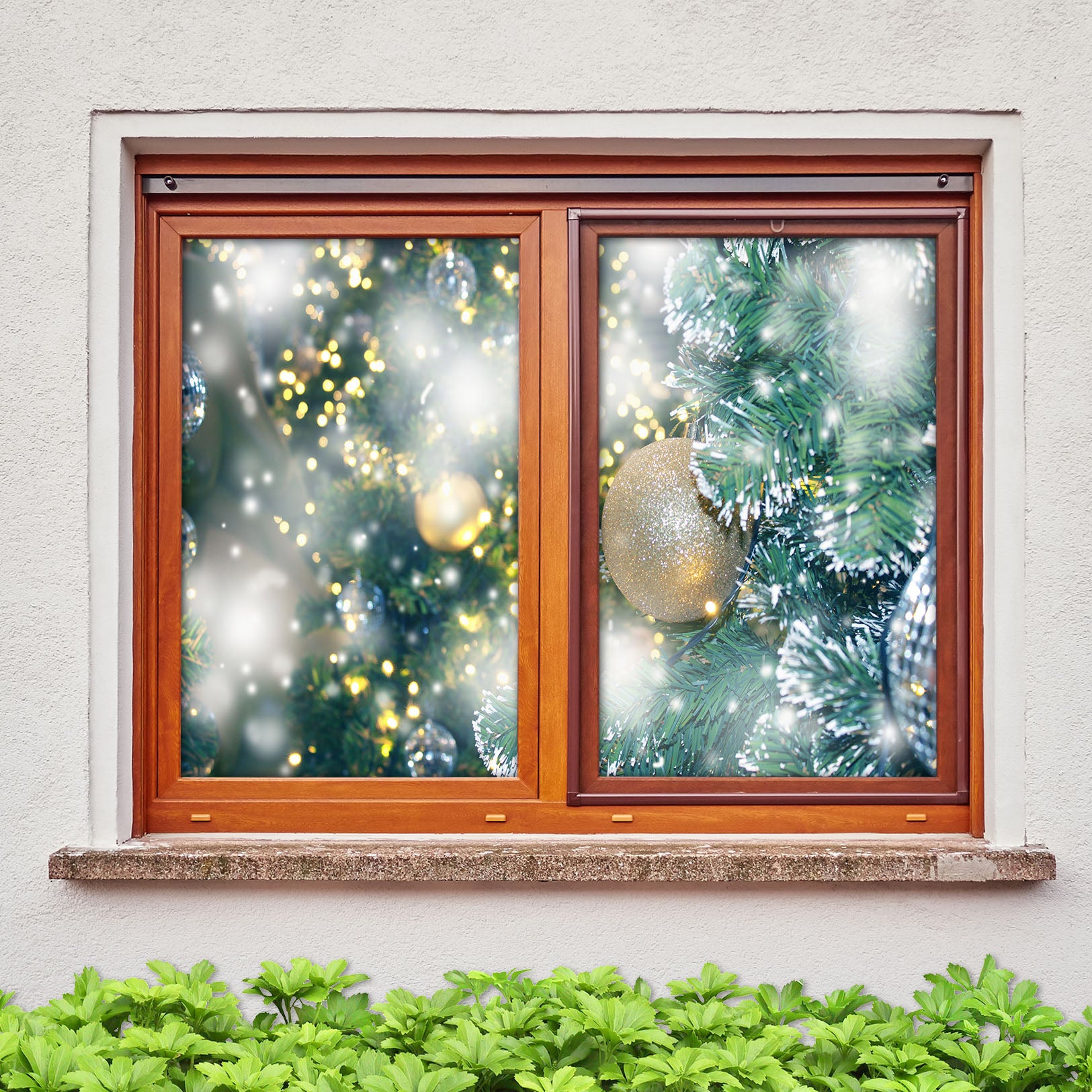 3D Green Leaves 1028 Christmas Window Film Print Sticker Cling Stained Glass Xmas