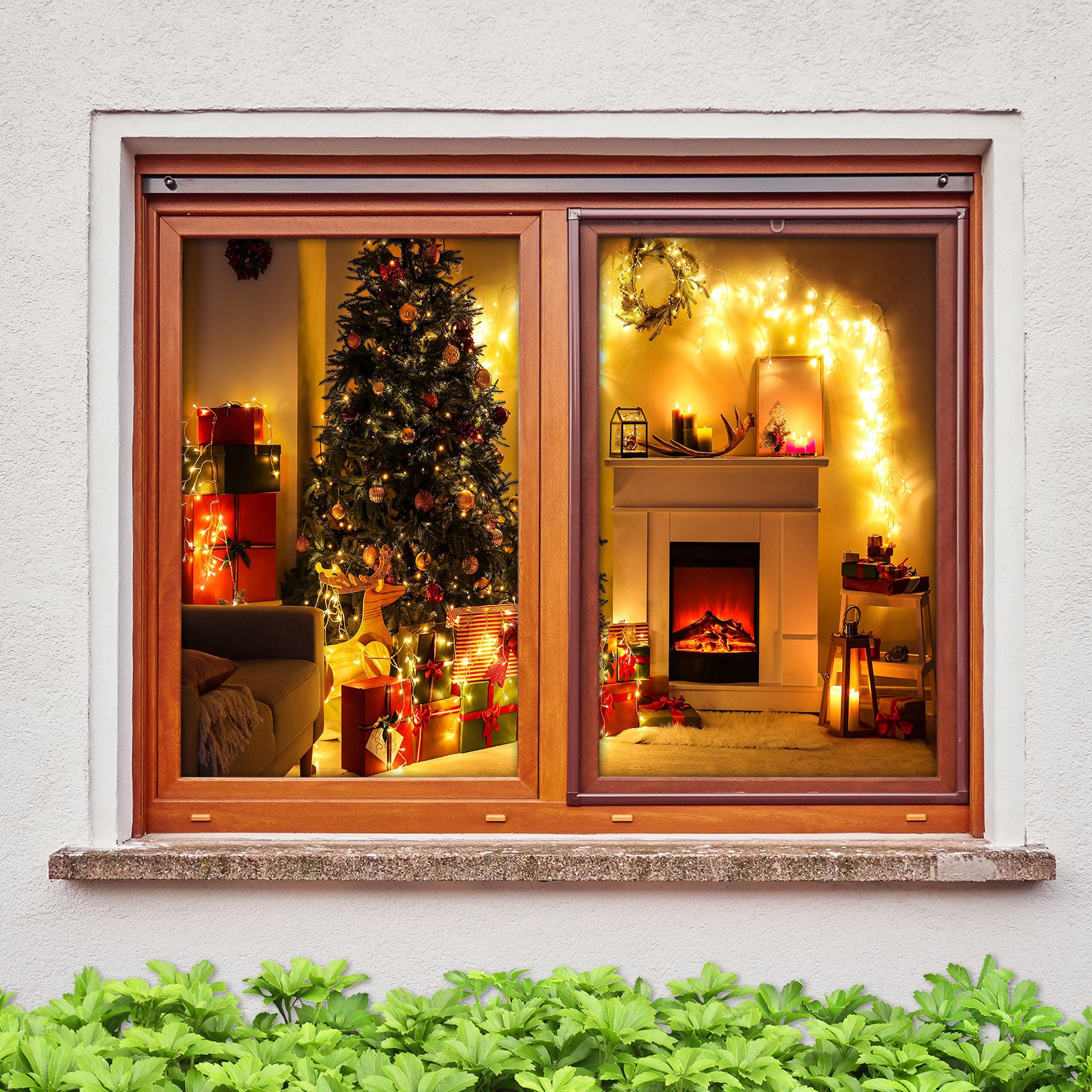 3D Decorative Tree 1047 Christmas Window Film Print Sticker Cling Stained Glass Xmas