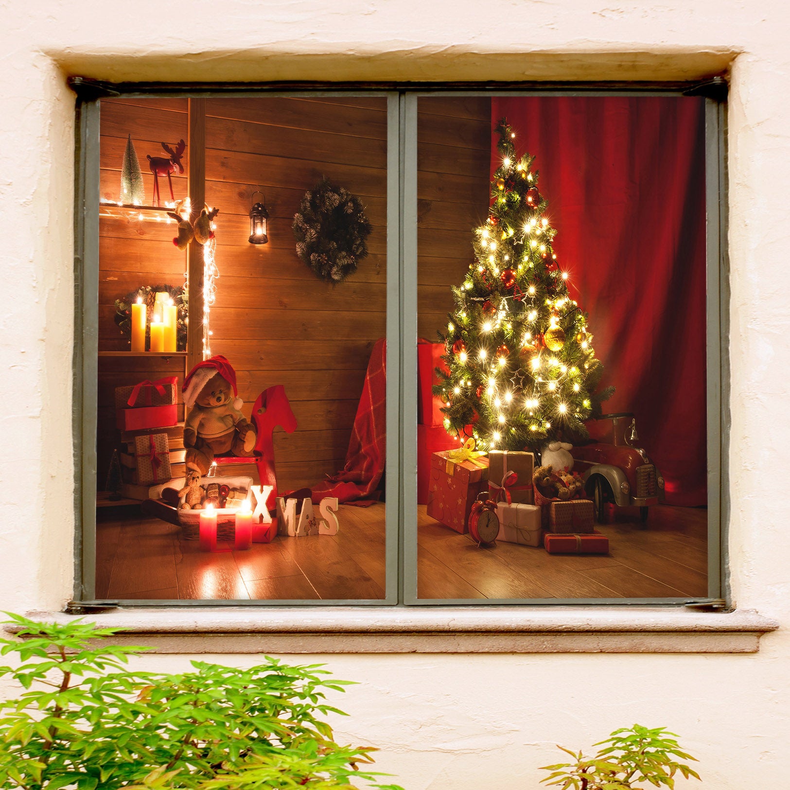 3D Indoor Decorations 1029 Christmas Window Film Print Sticker Cling Stained Glass Xmas