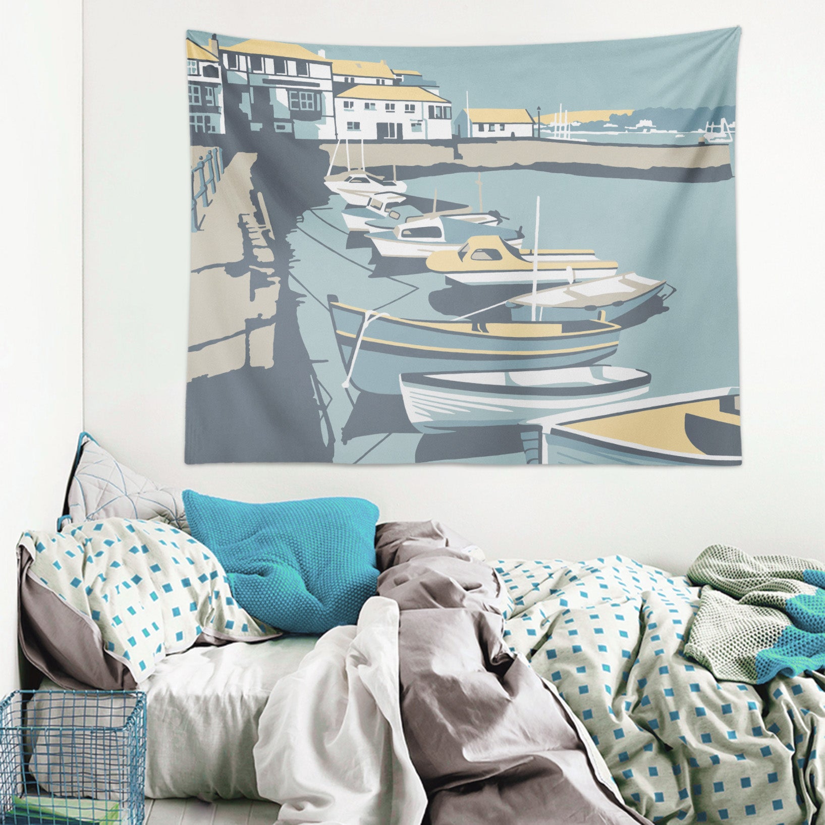 3D Blue Sea Boat 1018 Steve Read Tapestry Hanging Cloth Hang