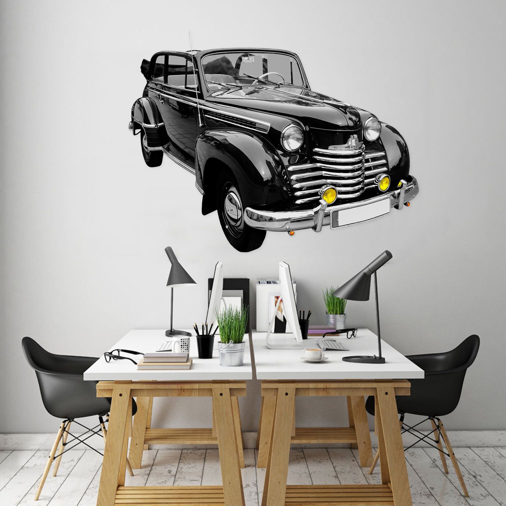 3D Oldtimer Yellow Light 0212 Vehicles Wallpaper AJ Wallpaper 