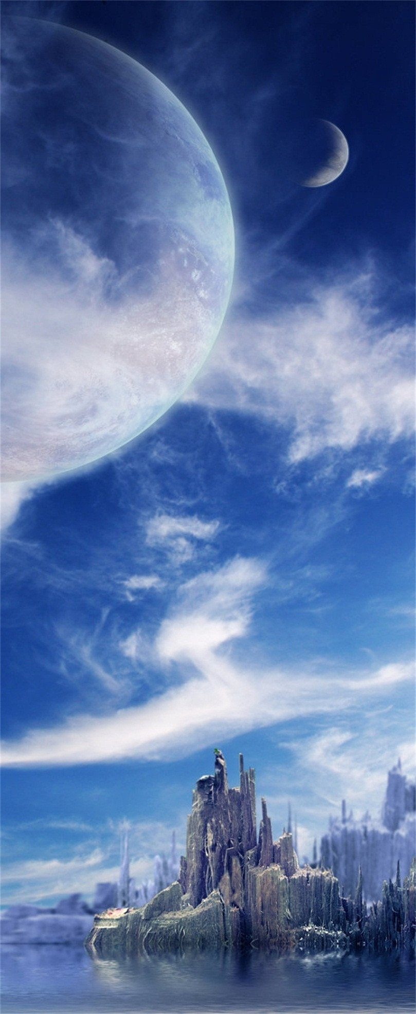 3D clouds and sea view door mural Wallpaper AJ Wallpaper 