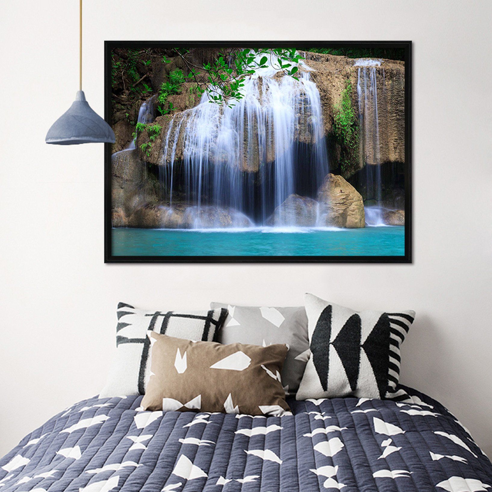 3D Mountain Stone River 109 Fake Framed Print Painting Wallpaper AJ Creativity Home 