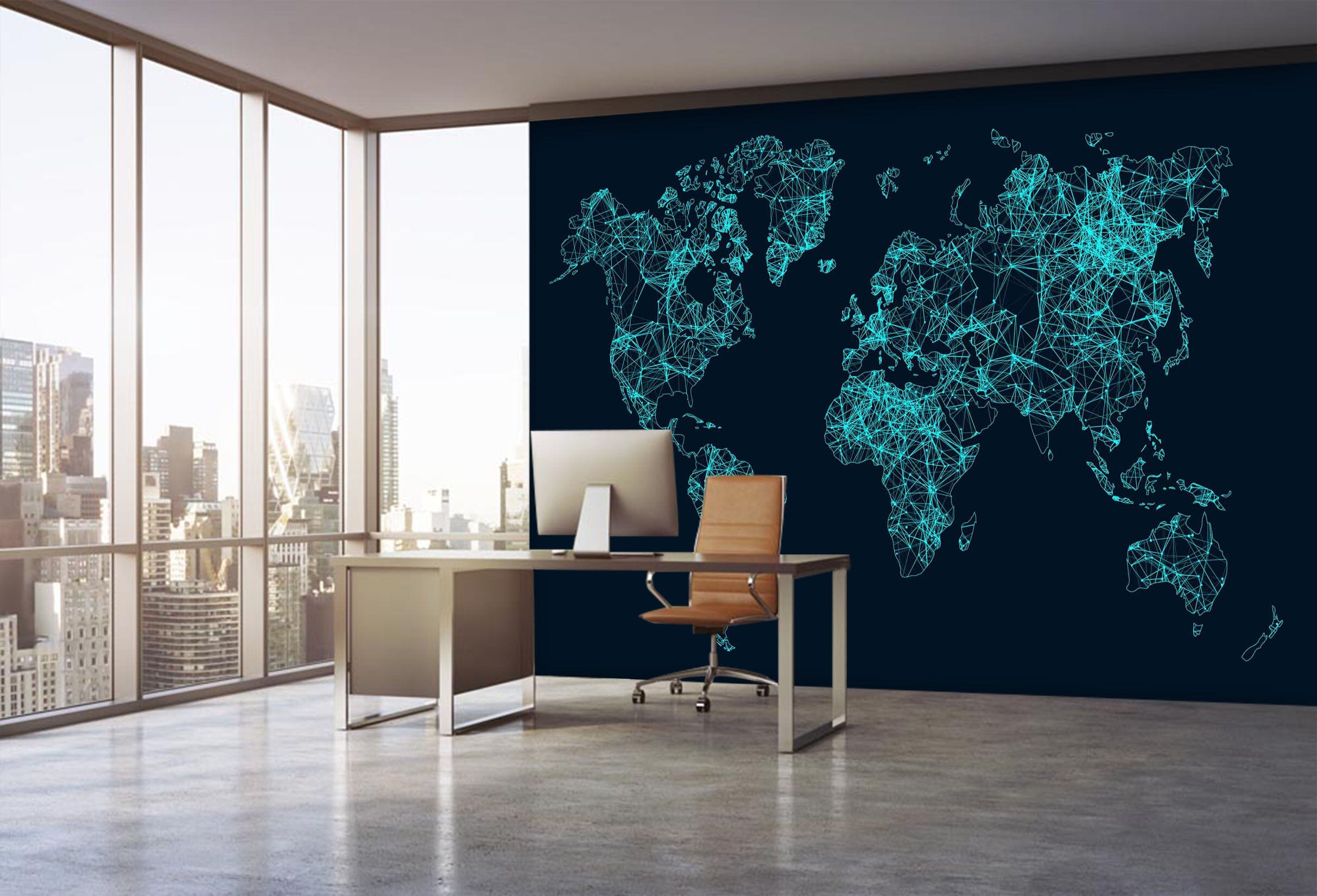 3D Black Land 2163 World Map Wall Murals Wallpaper AJ Wallpaper 2 