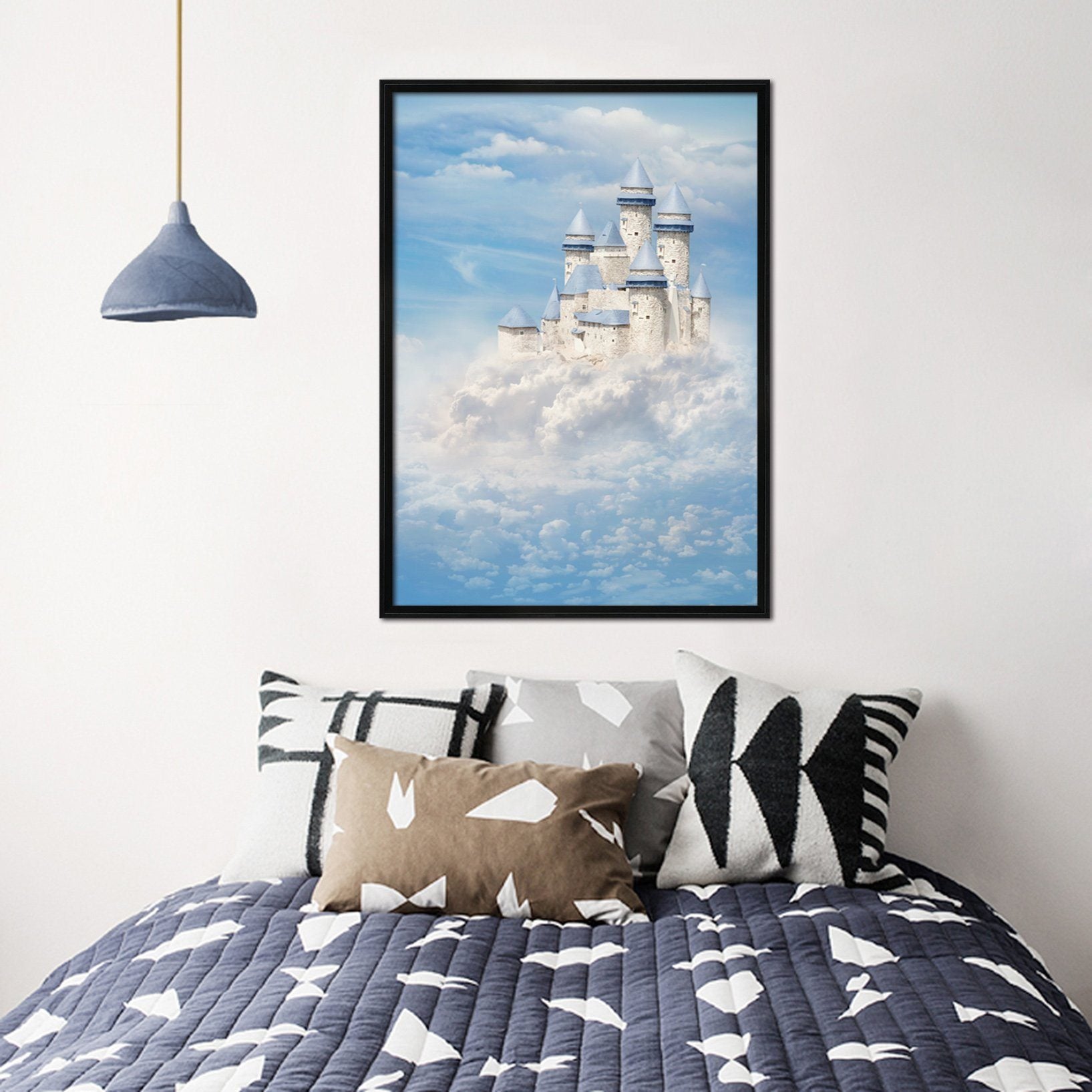 3D Cloud Castle 037 Fake Framed Print Painting Wallpaper AJ Creativity Home 