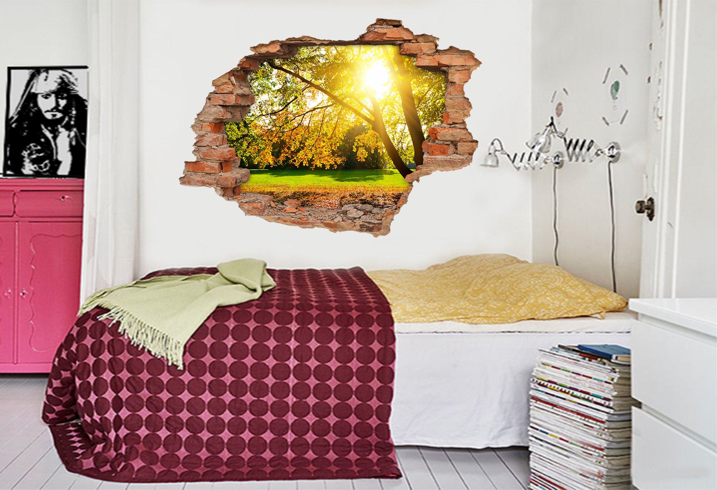 3D Lawn Trees Sunshine 197 Broken Wall Murals Wallpaper AJ Wallpaper 