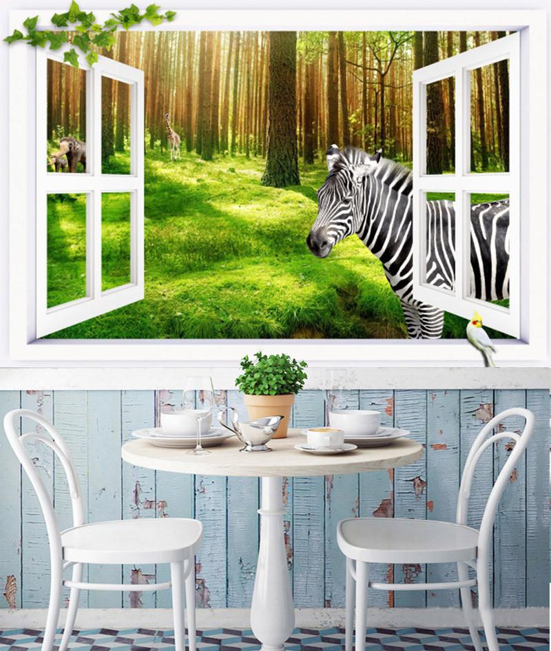 3D Zebra Shrub Forest 056 Wallpaper AJ Wallpaper 