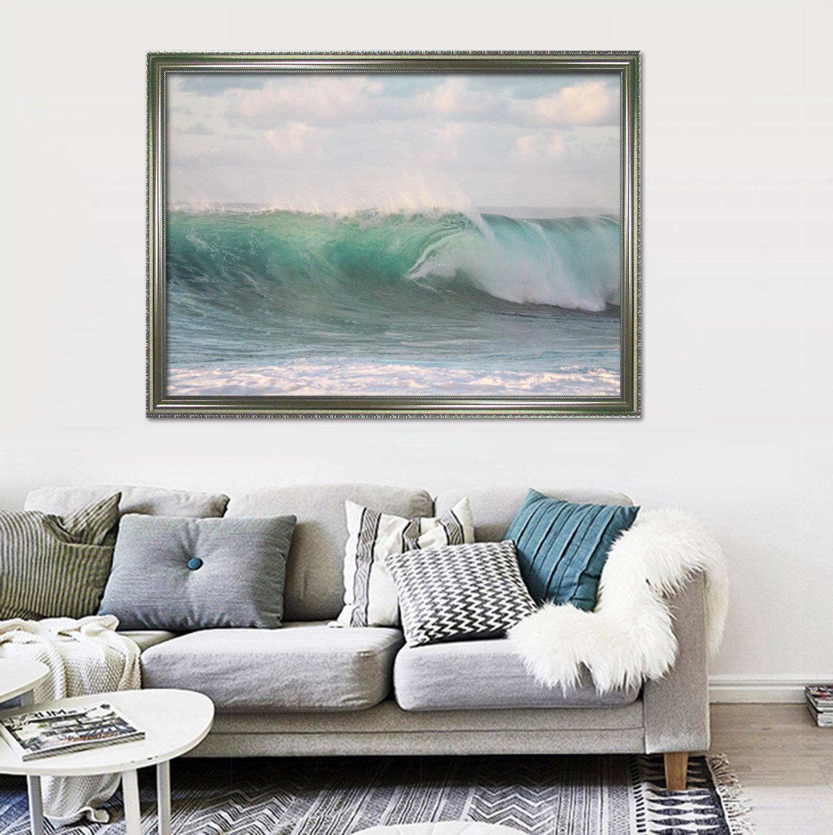 3D Wave Surge 037 Fake Framed Print Painting Wallpaper AJ Creativity Home 