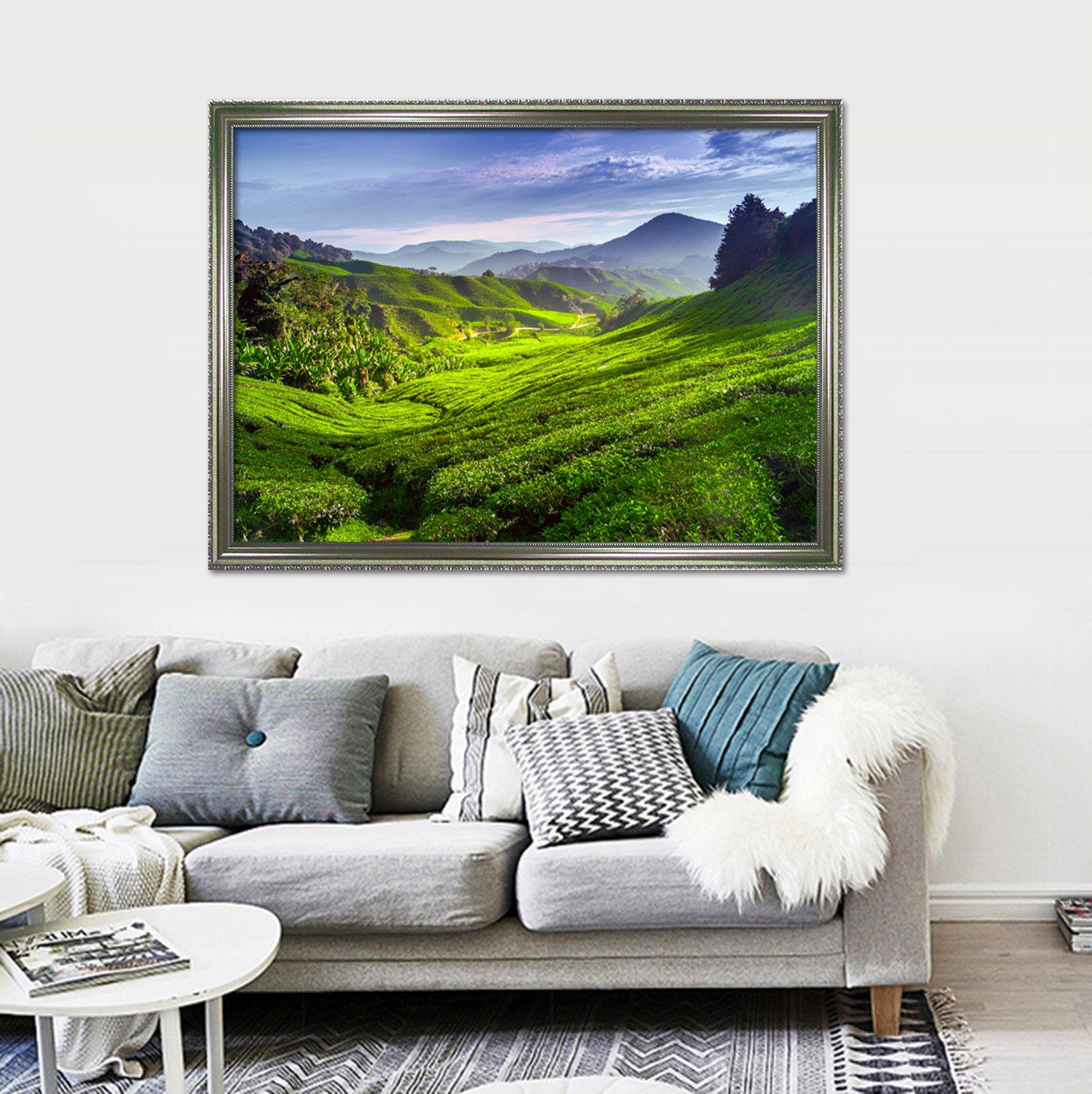 3D Green Fields 184 Fake Framed Print Painting Wallpaper AJ Creativity Home 