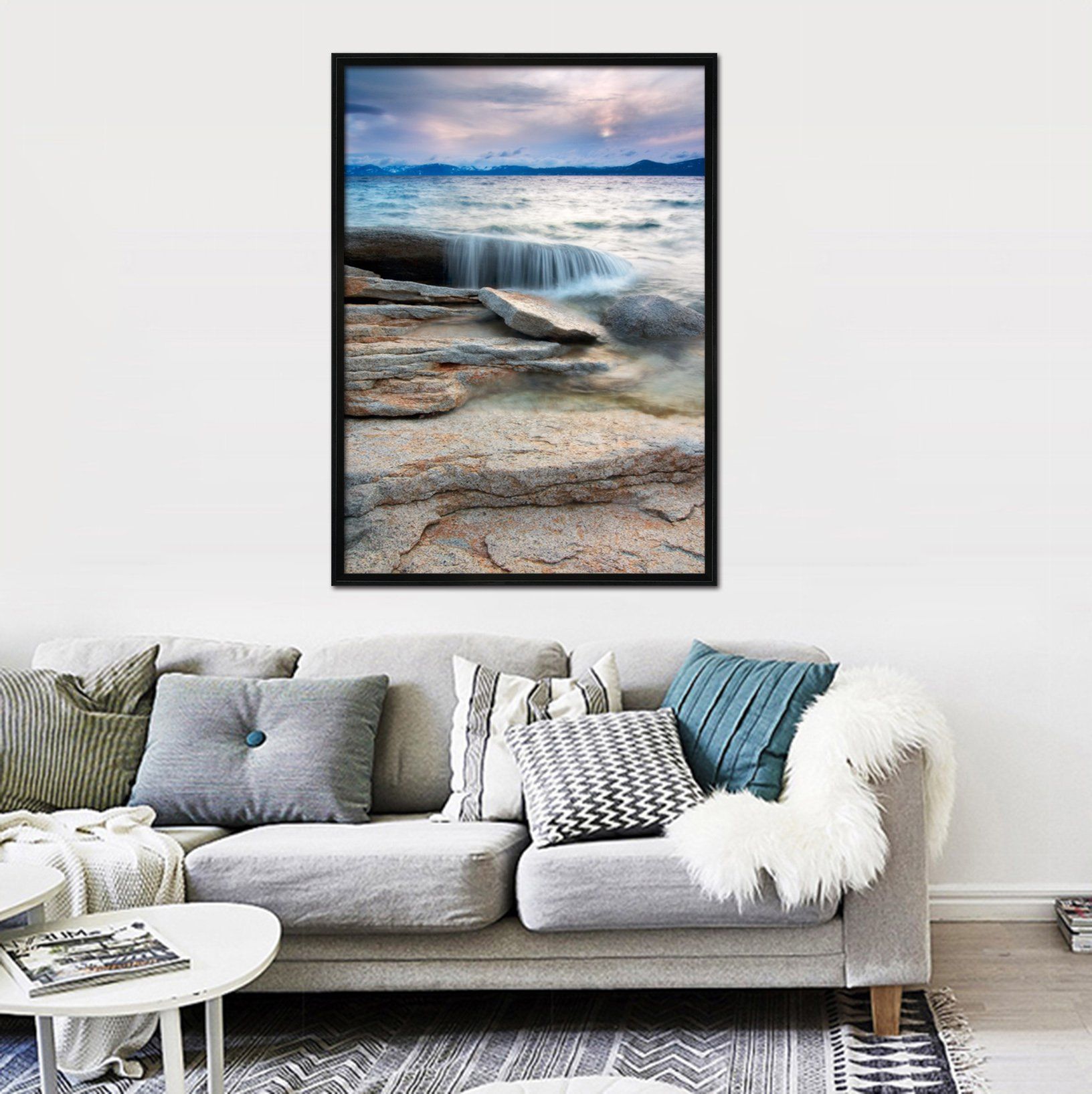 3D Coast Stone 086 Fake Framed Print Painting Wallpaper AJ Creativity Home 