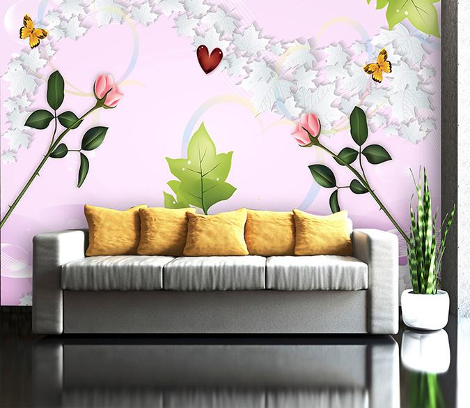 3D Leaves And Flowers Wallpaper AJ Wallpaper 1 