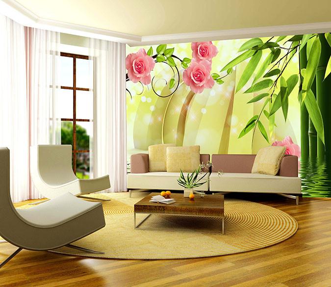 Bamboo And Flowers Wallpaper AJ Wallpaper 1 