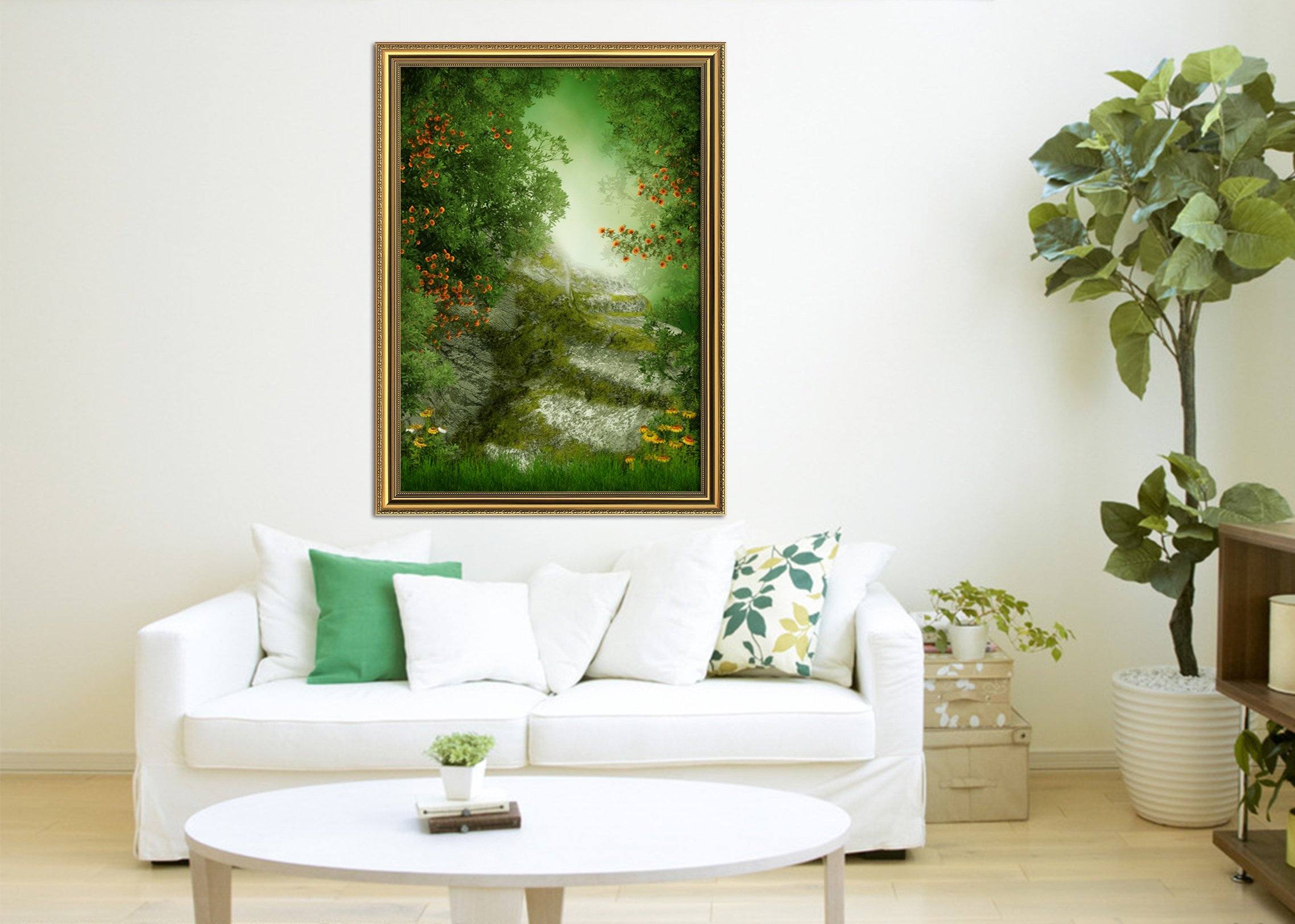 3D Woods Flowers 057 Fake Framed Print Painting Wallpaper AJ Creativity Home 