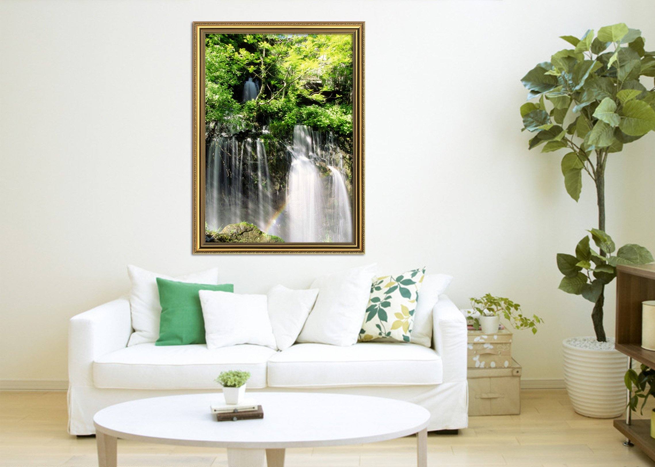 3D Waterfall Woods 010 Fake Framed Print Painting Wallpaper AJ Creativity Home 