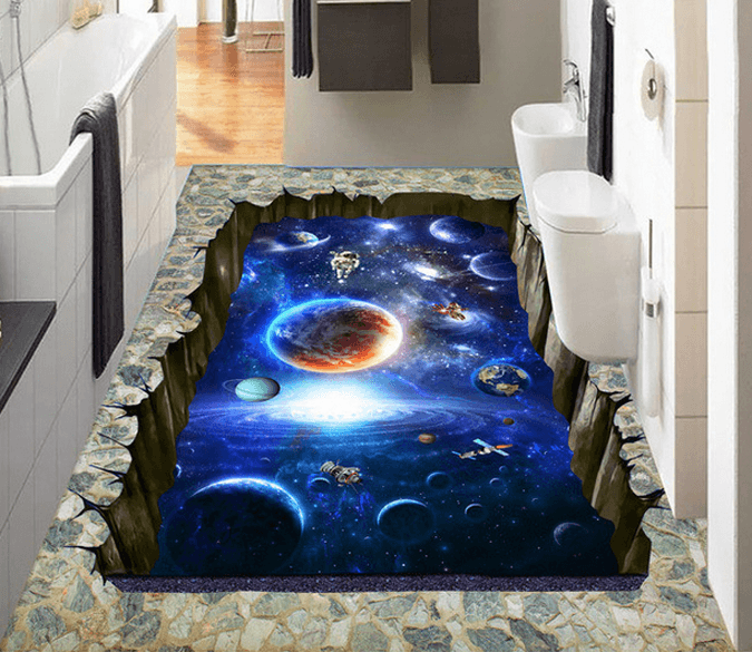 3D Blue Space Floor Mural Wallpaper AJ Wallpaper 2 