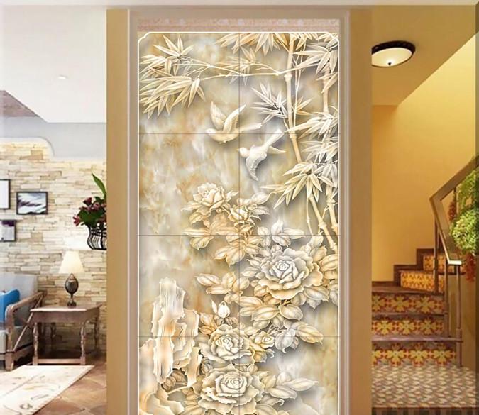 Carving Birds And Bamboo And Beautiful Flowers Porch Wallpaper AJ Wallpaper 1 