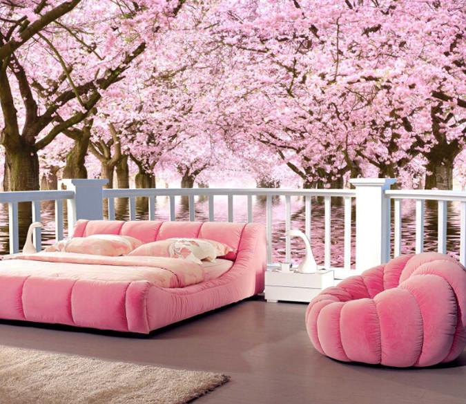3D Pink Dream Railing Flower Wallpaper AJ Wallpaper 1 