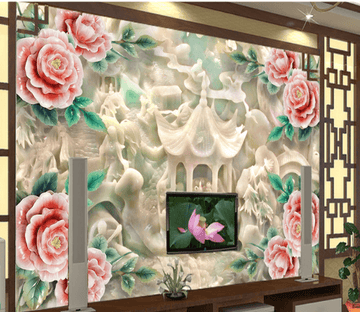 3D Charming Flower Pavilion Wallpaper AJ Wallpaper 1 