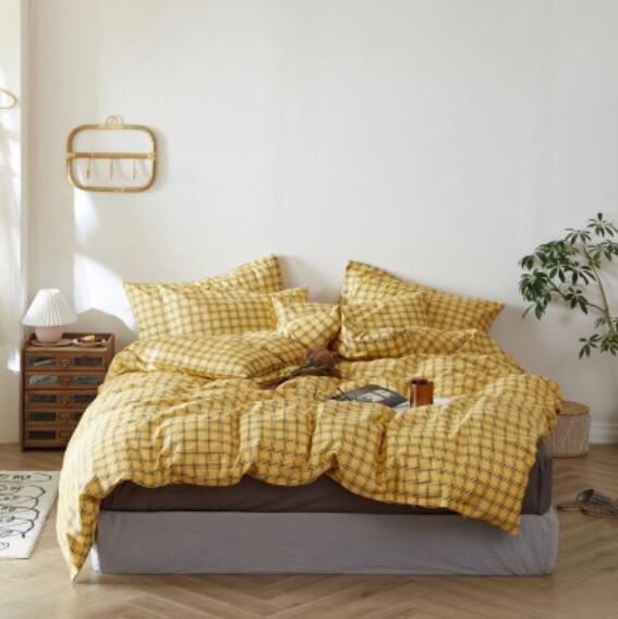 3D Yellow Grid 30027 Bed Pillowcases Quilt