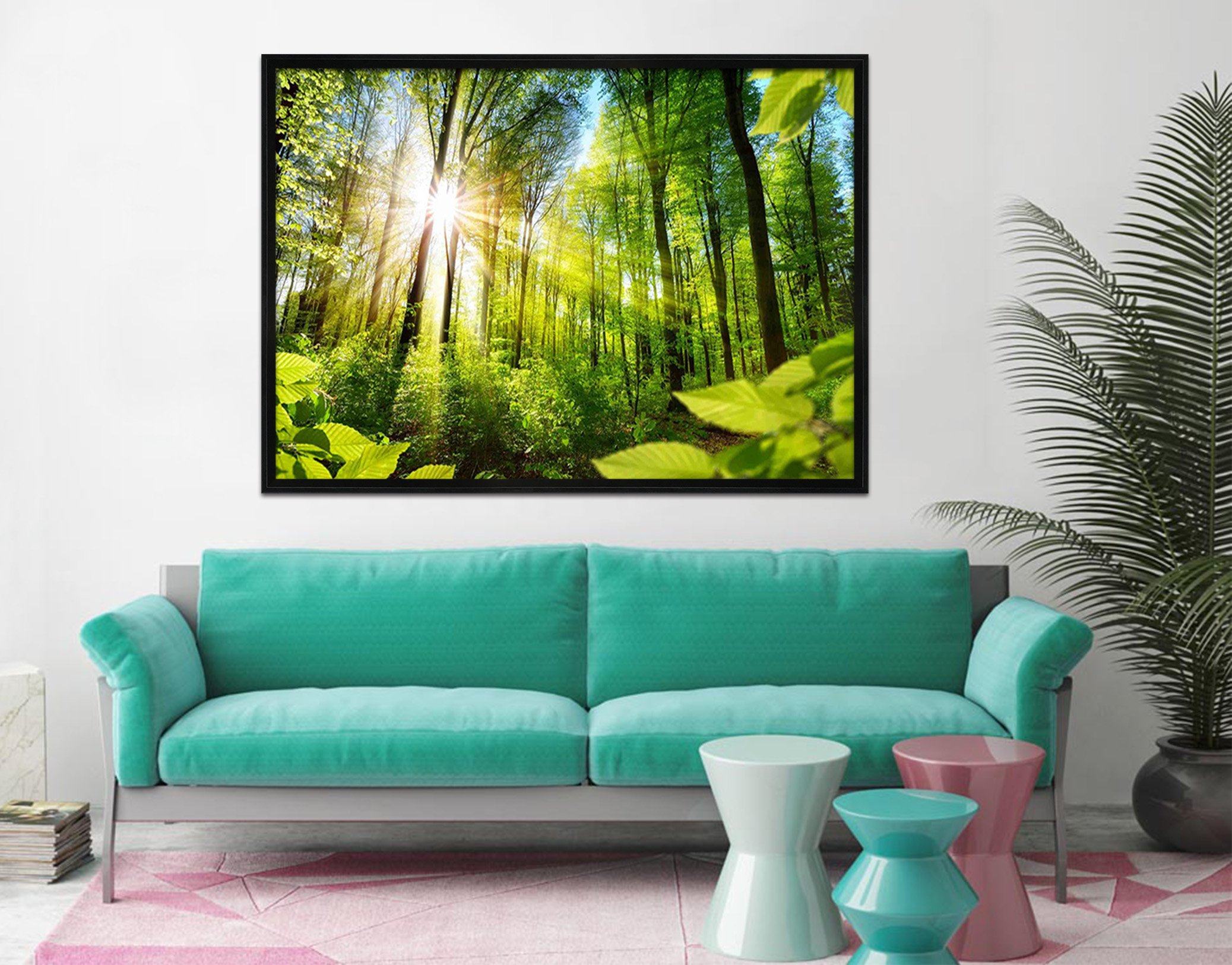 3D Sunny Forest 104 Fake Framed Print Painting Wallpaper AJ Creativity Home 
