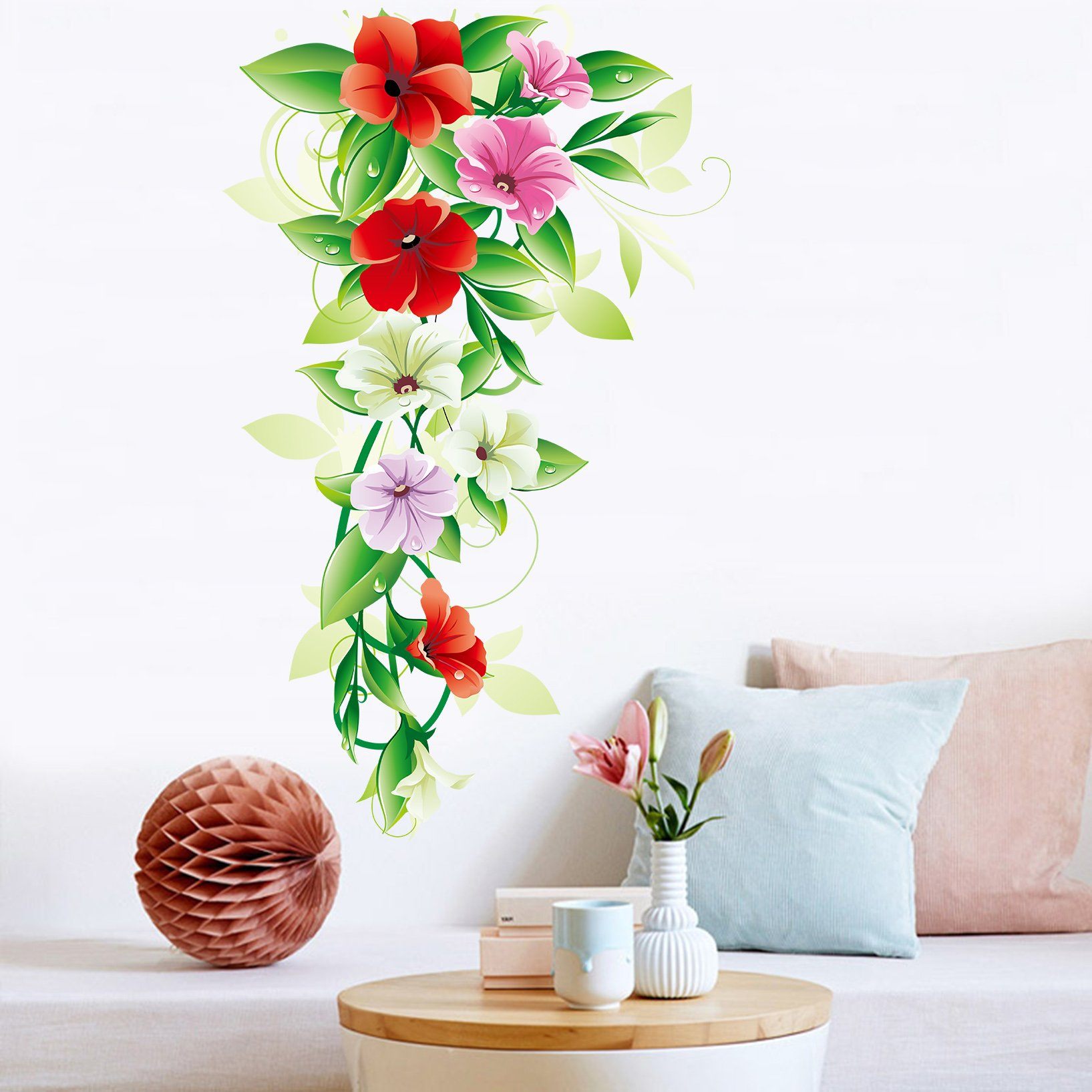 3D Different Color Flowers 074 Wall Stickers Wallpaper AJ Wallpaper 