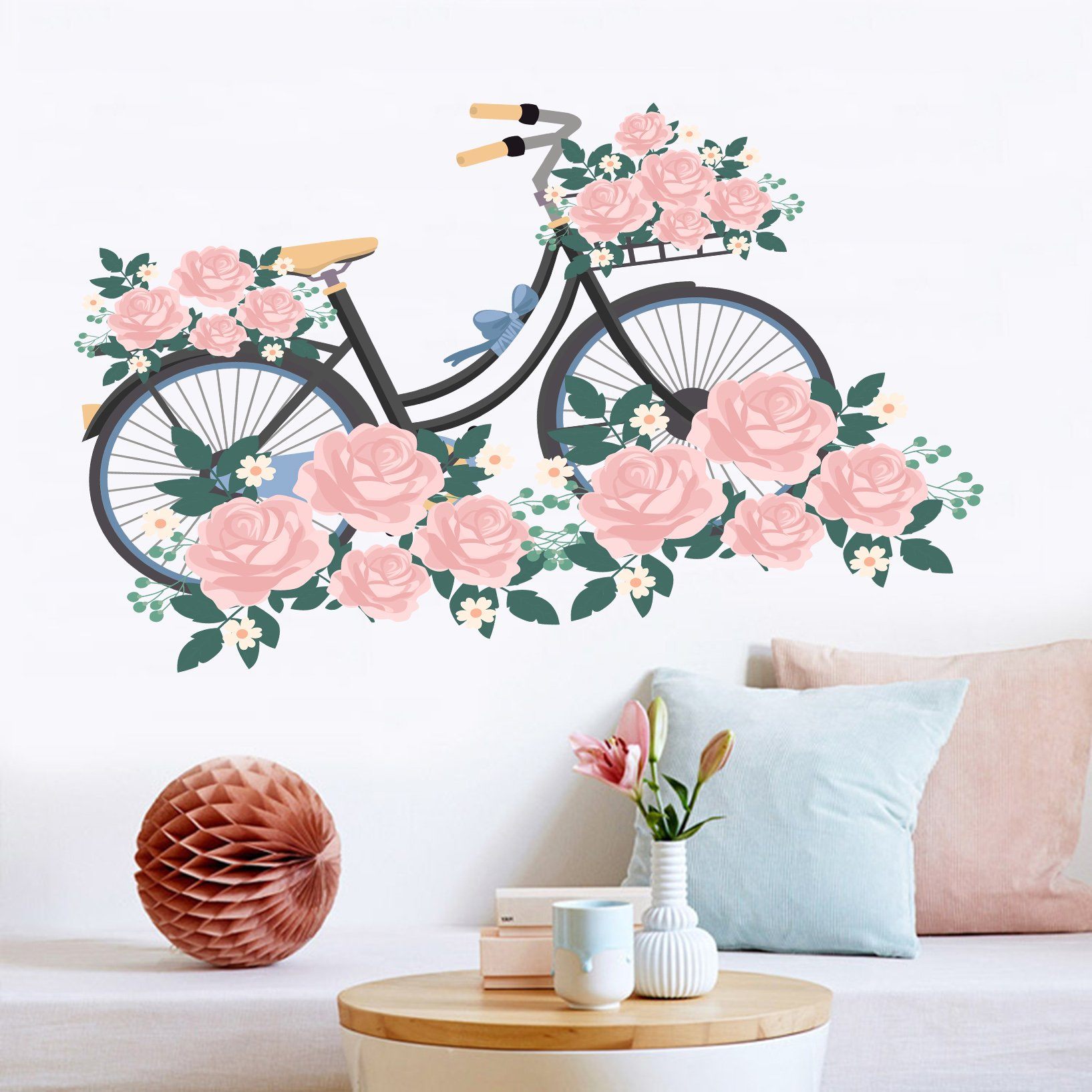 3D Bicycle Flower 025 Wall Stickers Wallpaper AJ Wallpaper 