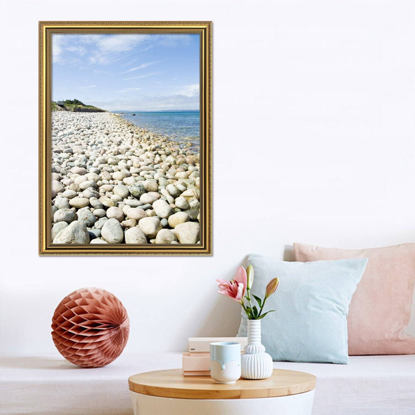 3D Stone Beach 038 Fake Framed Print Painting Wallpaper AJ Creativity Home 