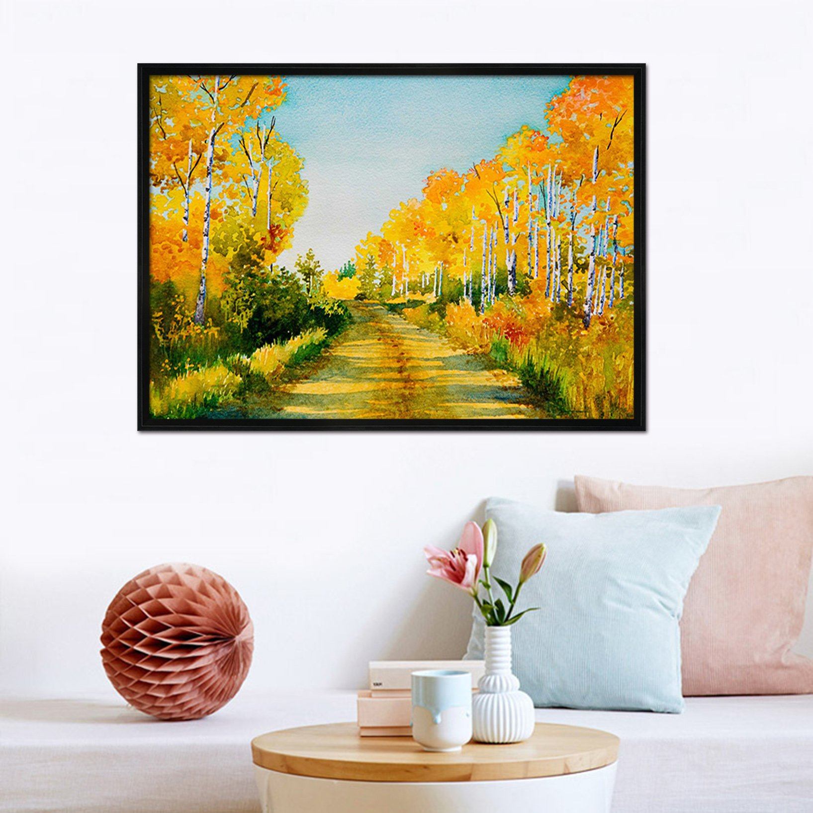 3D Country Road 167 Fake Framed Print Painting Wallpaper AJ Creativity Home 