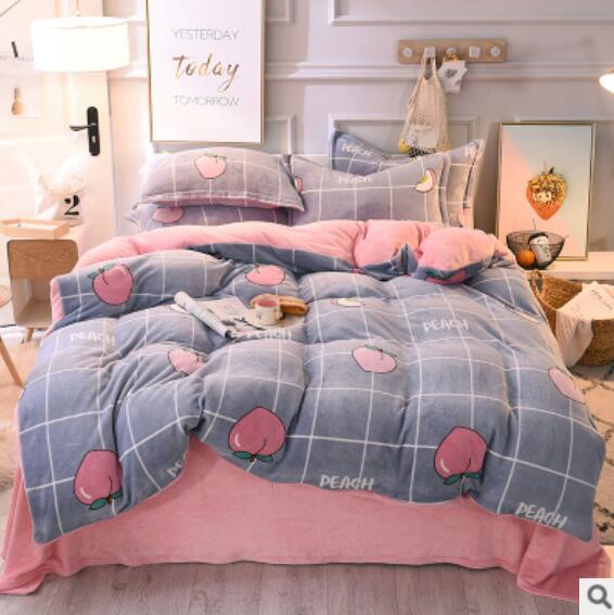 3D Grey Grid Peach 14004 Bed Pillowcases Quilt